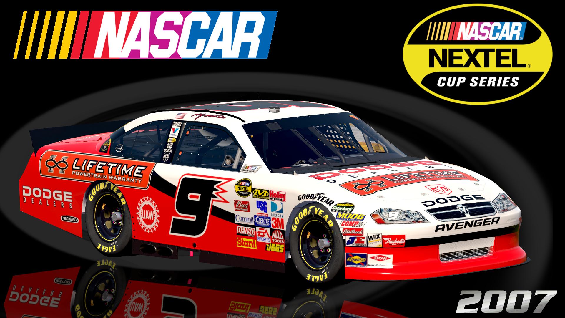 Preview of #9 Kasey Kahne 2007 Lifetime Powertrain Warranty Dodge Avenger COT Sim Stamped Number by Christian Budd