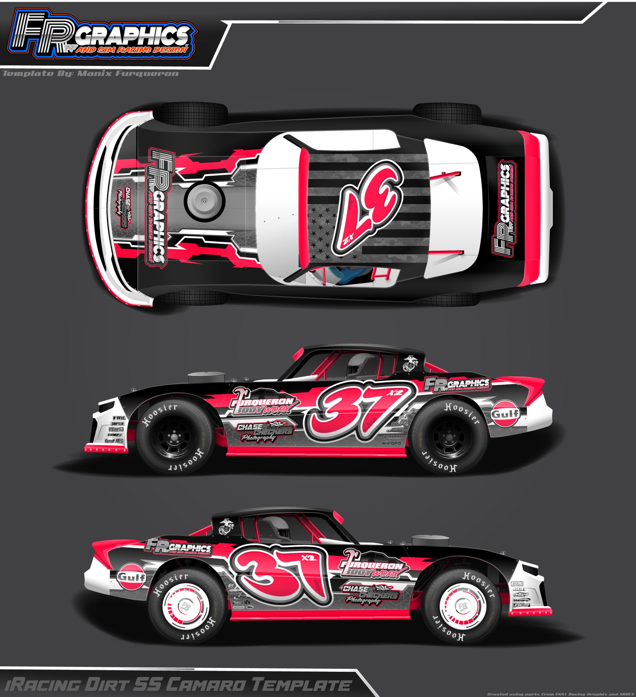 Preview of Furqueron Motorsports 37X2 Dirt Street Stock FLO RED BLACK by Manix Furqueron