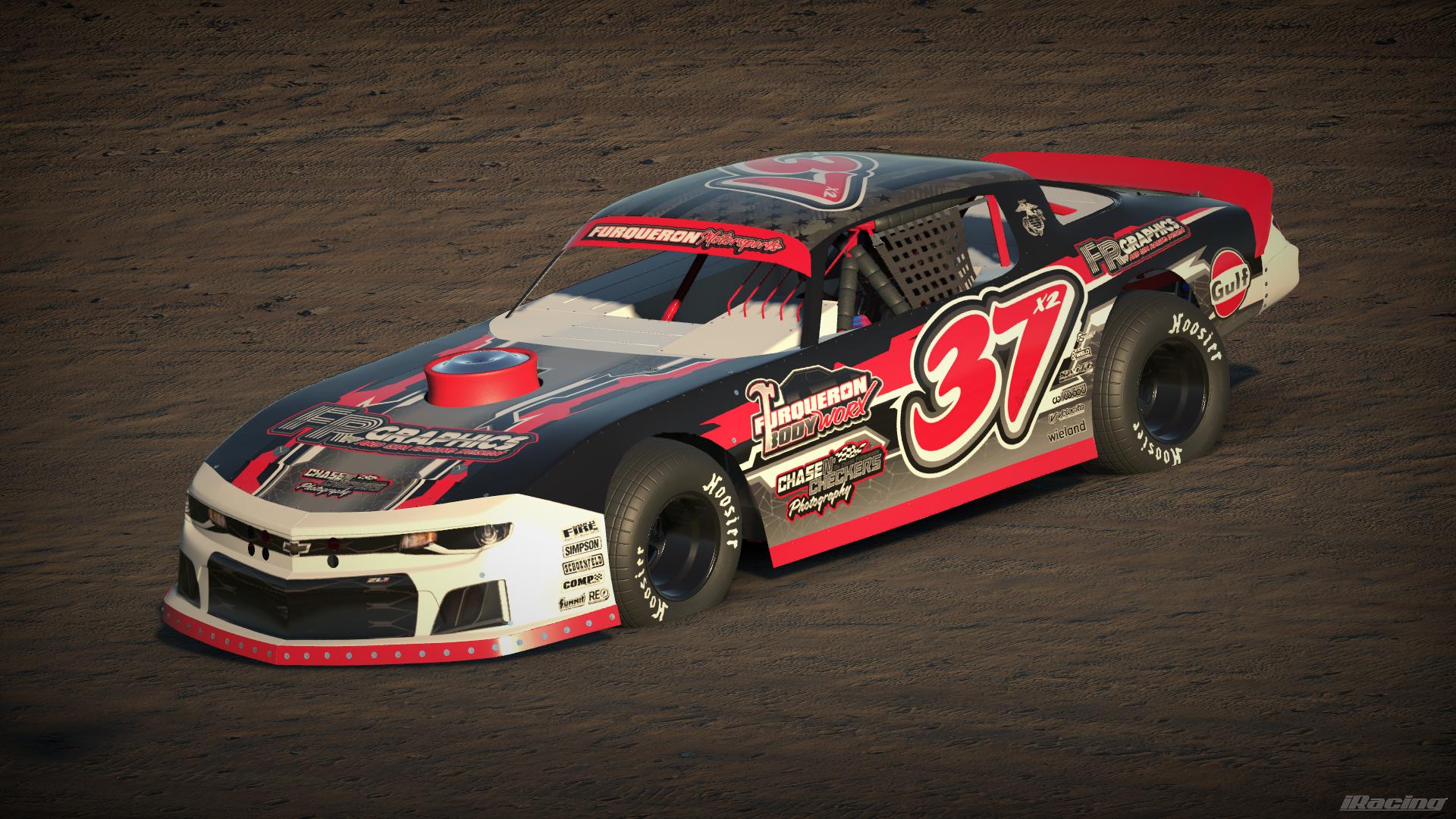 Preview of Furqueron Motorsports 37X2 Dirt Street Stock FLO RED BLACK by Manix Furqueron