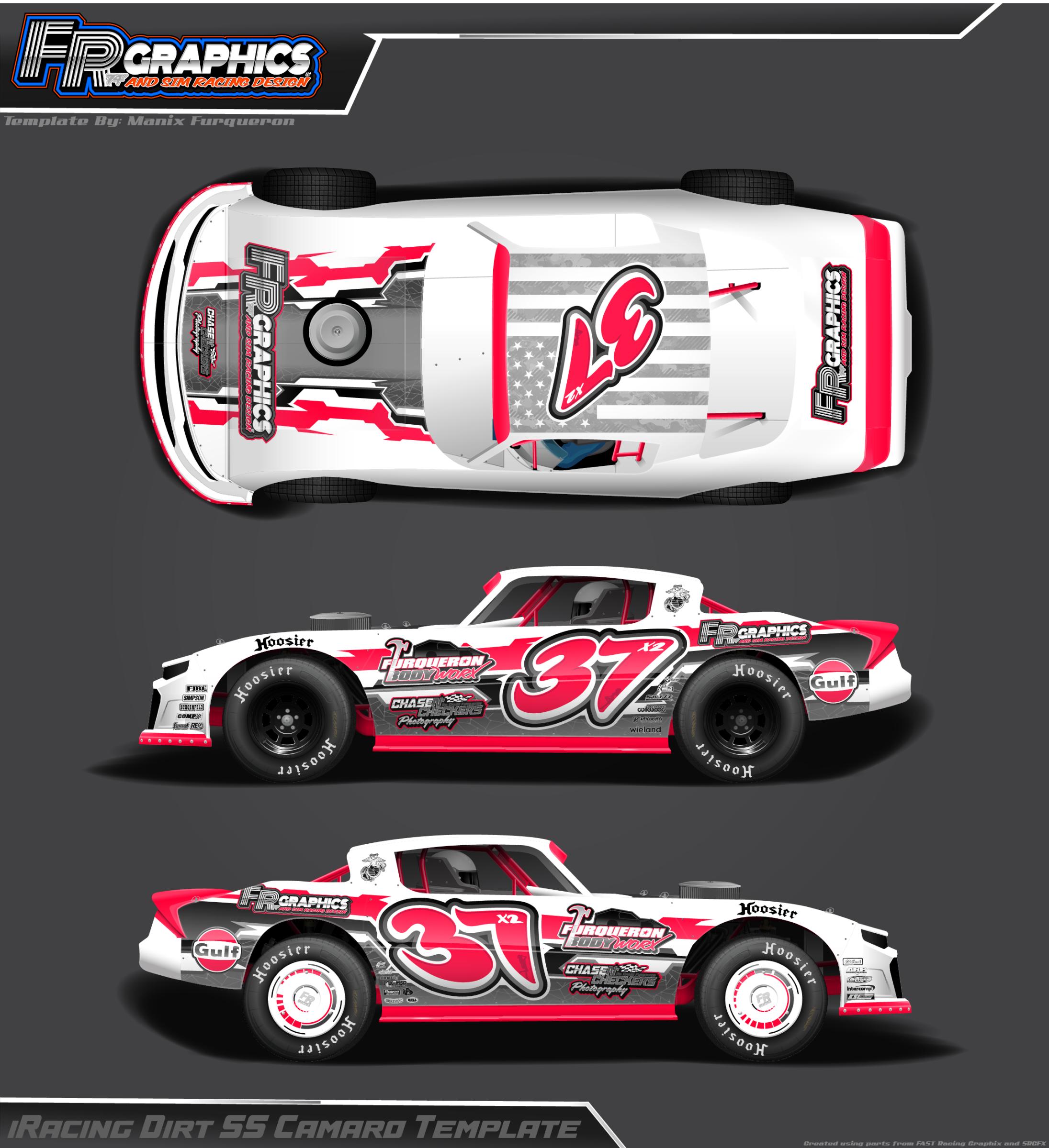 Preview of Furqueron Motorsports 37X2 Dirt Street Stock FLO RED WHITE by Manix Furqueron