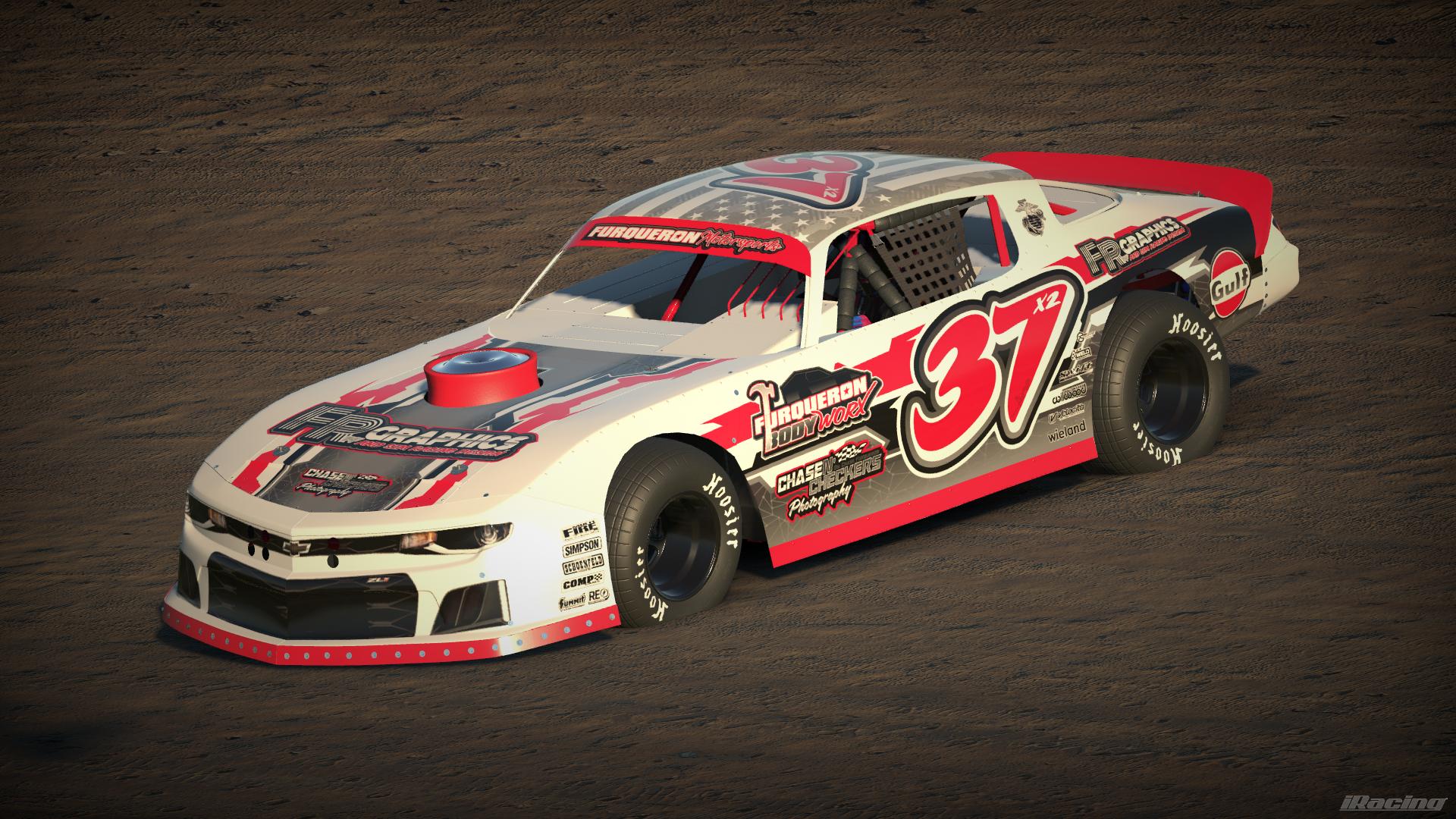 Preview of Furqueron Motorsports 37X2 Dirt Street Stock FLO RED WHITE by Manix Furqueron