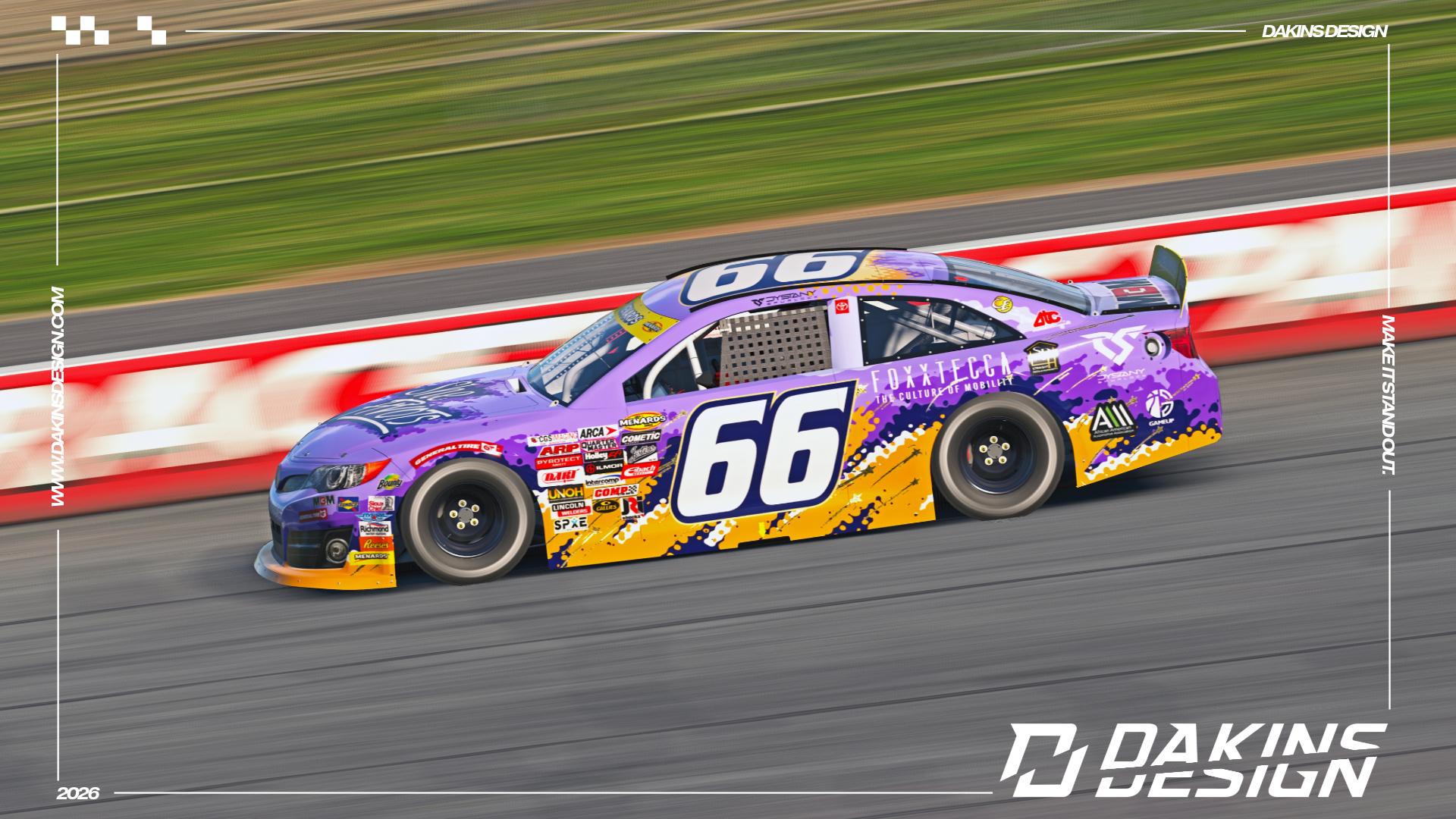 Preview of OFFICIAL SIM-STAMPED #66 Foxxtecca x MBM Motorsports x She Pivots Dystany Spurlock ARCA Menards Toyota Camry by Jason Dakins