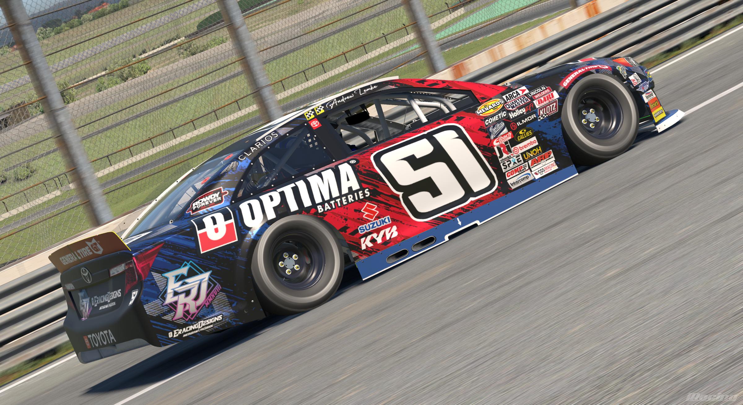 Preview of 2026 #51 Andrew Lemke Optima Batteries ARCA Toyota Camry W/ Spec Map by Rob Evans