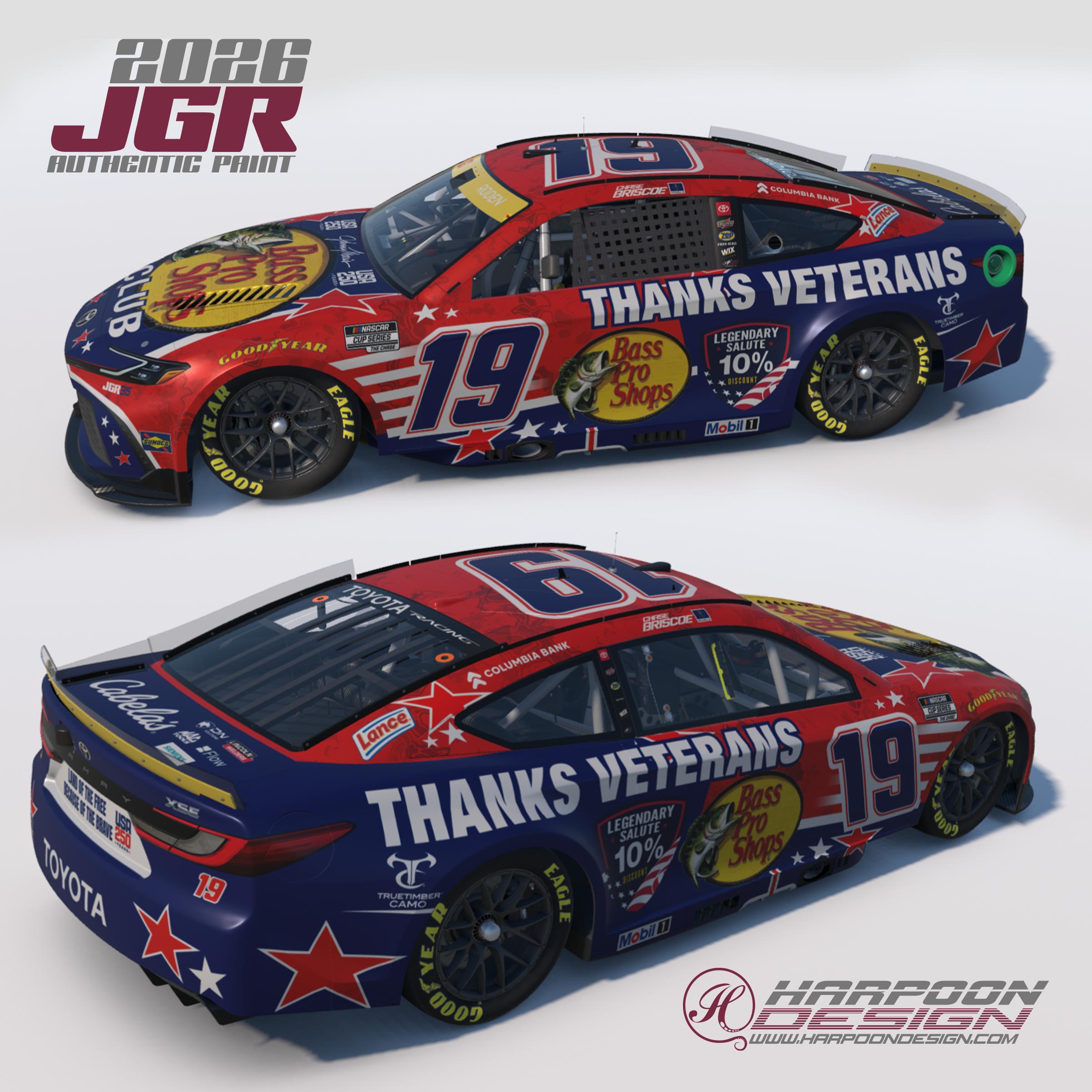 Preview of 2026 Chase Briscoe BPS RWB Thanks Vets Camry by Brantley Roden