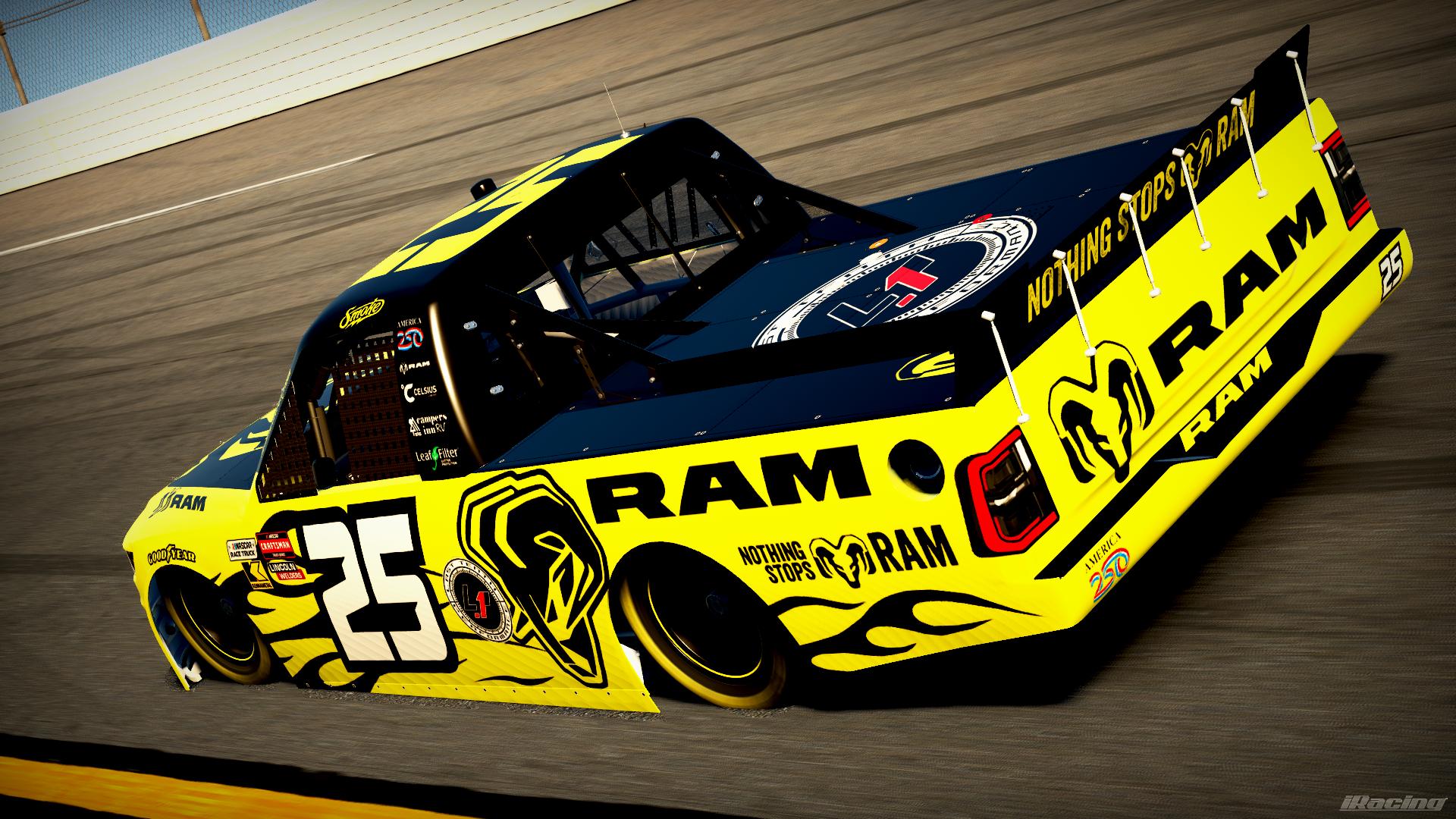 Preview of Tony Stewart 2026 Kaulig Free Agent Smoke Ram Talladega Flames Truck Sim Stamped by DG Swiss