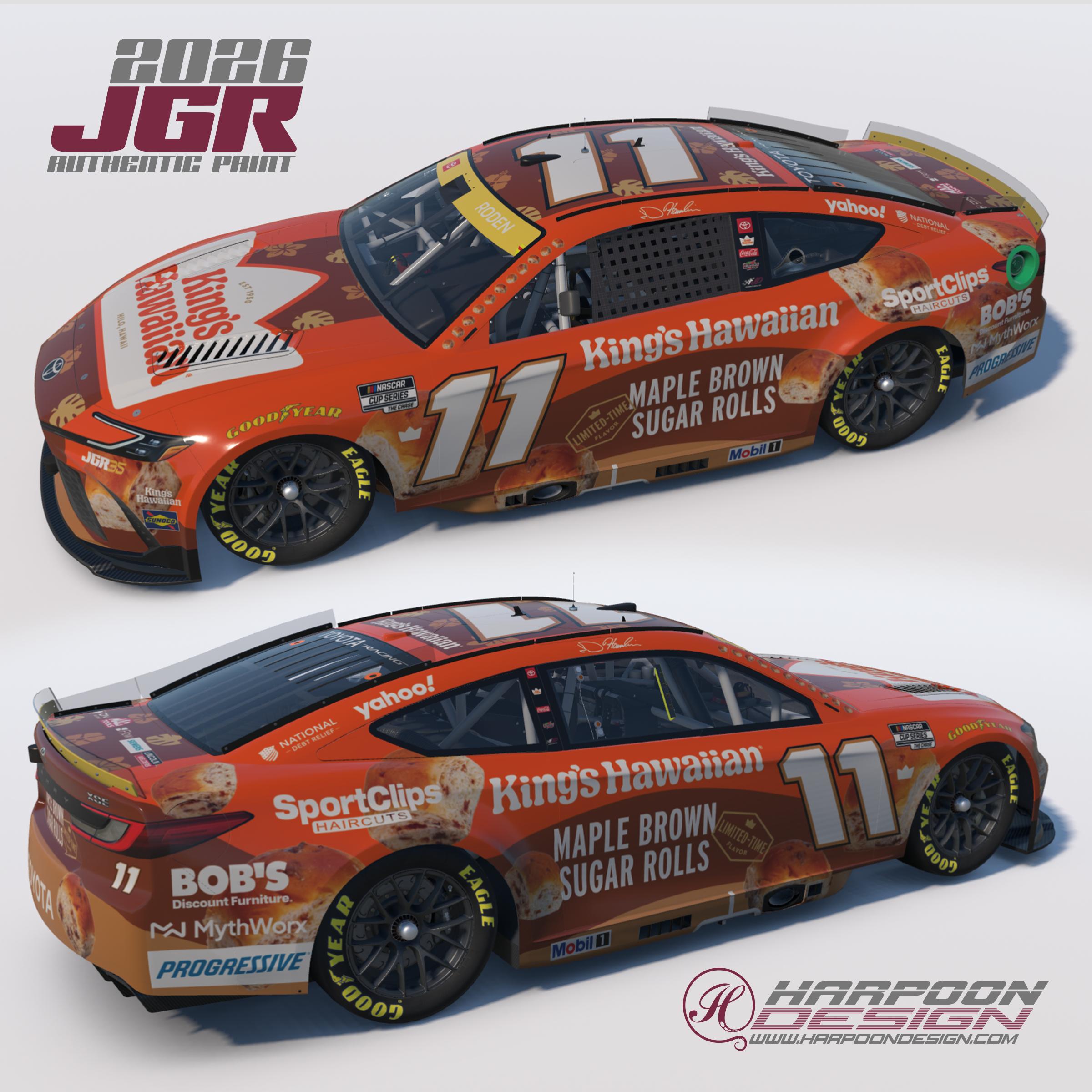 Preview of 2026 Denny Hamlin Kings Hawaiian Maple Brown Sugar Playoff Camry No Num by Brantley Roden
