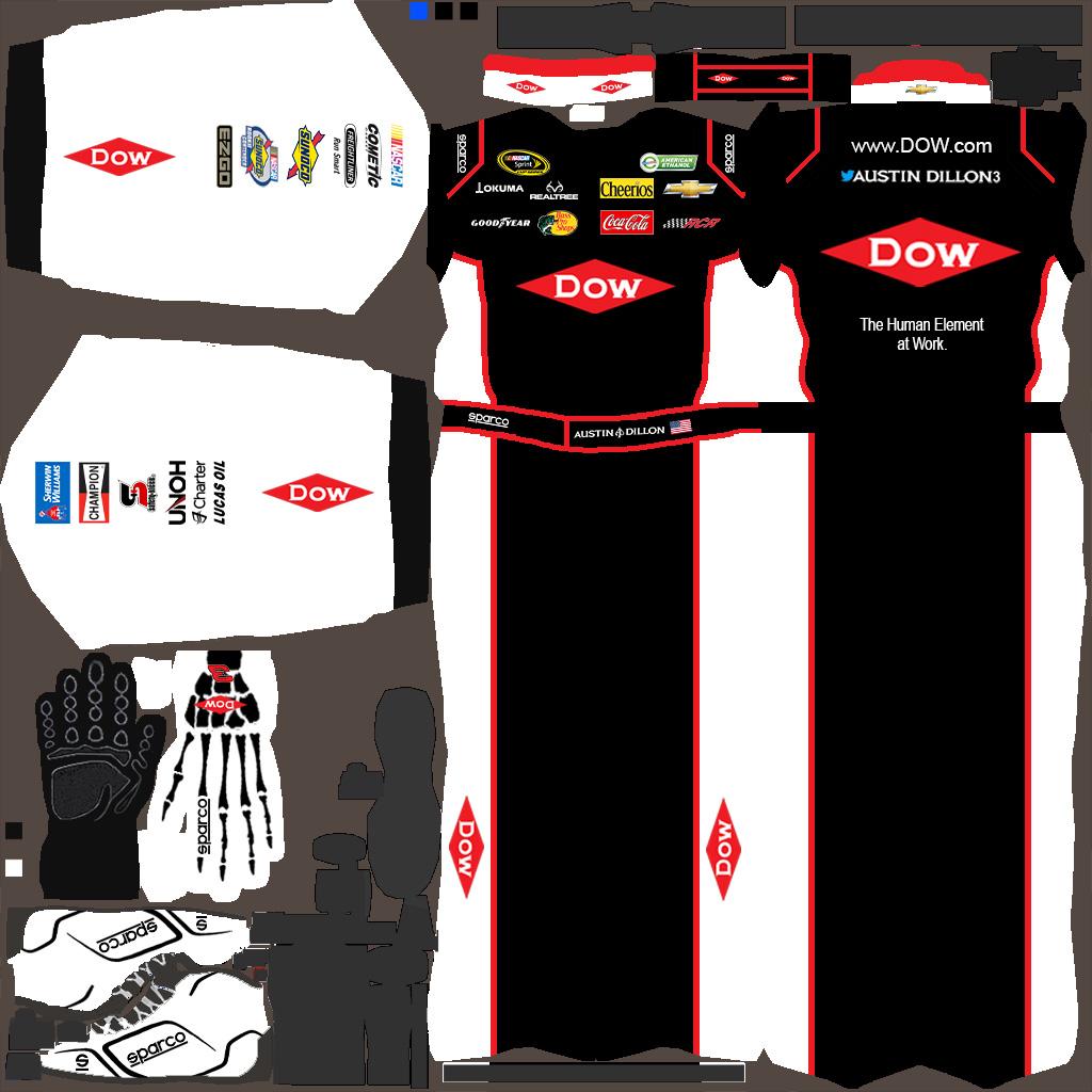 Preview of 2014 Austin Dillon Dow Sparco Suit Skull Gloves and Sparco Shoes by Dylan Martens