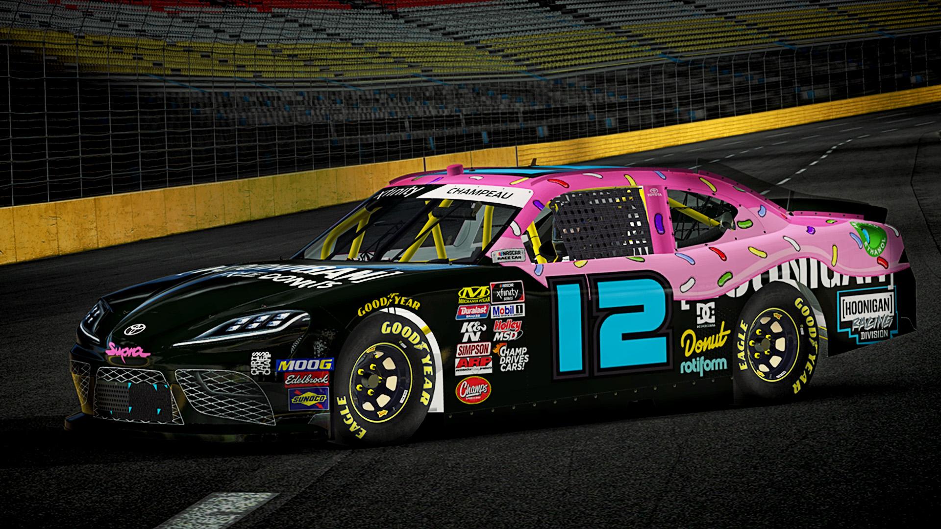 Preview of Hoonigans Free Donuts powered Toyota Supra Xfinity Car by Chris Champeau