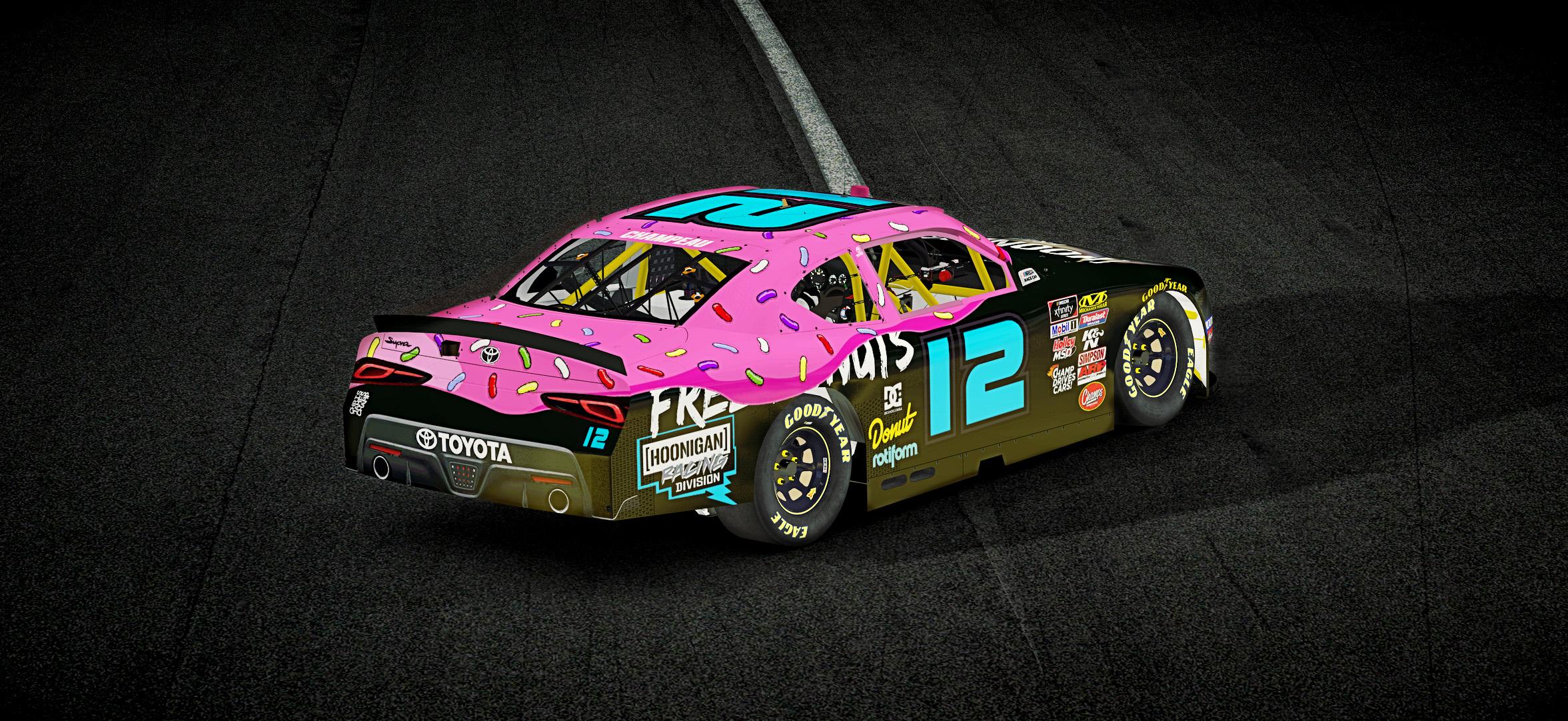 Preview of Hoonigans Free Donuts powered Toyota Supra Xfinity Car by Chris Champeau