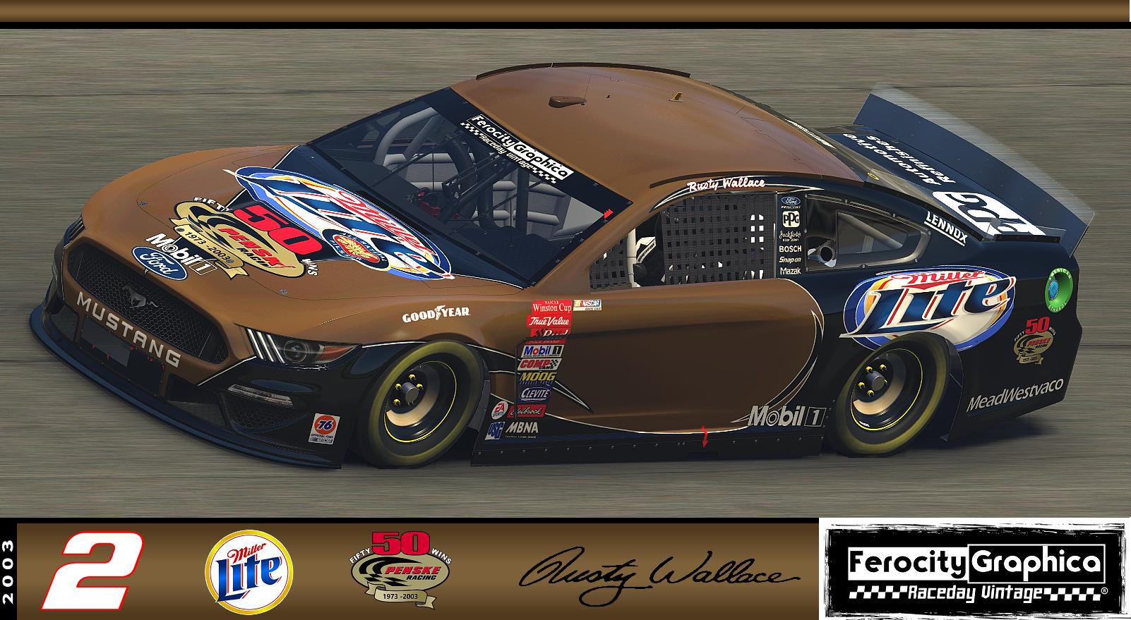 Preview of 2003 #2 Rusty Wallace Miller Lite Penske 50 Wins Winston Cup Ford (NO Numbers) by Scott Mitton