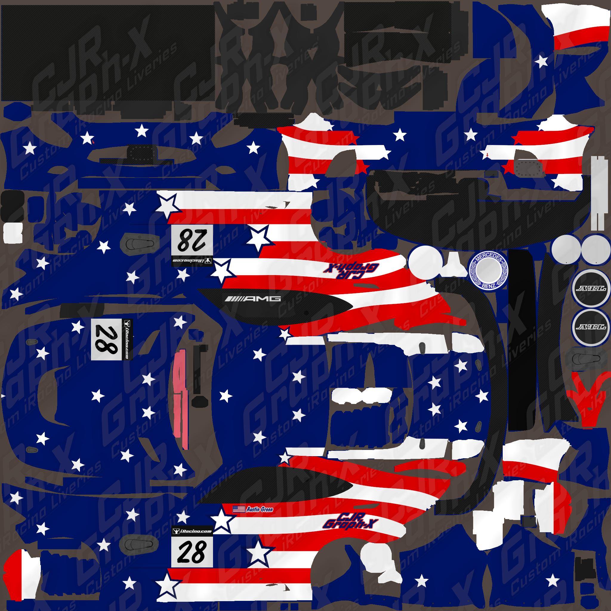 Preview of Stars and Stripes Mercedes AMG GT3 (Custom Number) by Corey Rutherford