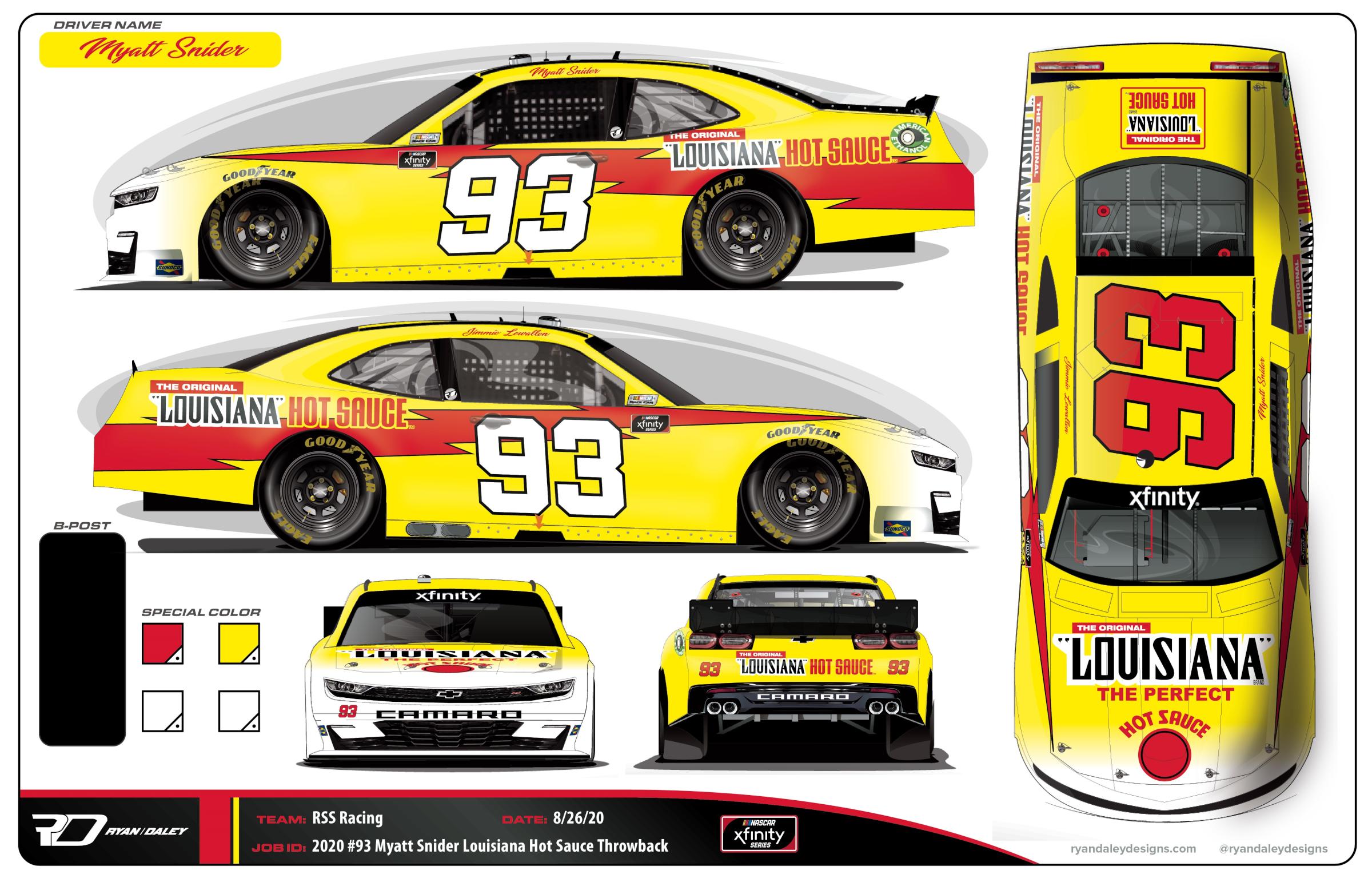 Preview of Official 2020 #93 Myatt Snider Throwback Xfinity No Numbers by Ryan Daley