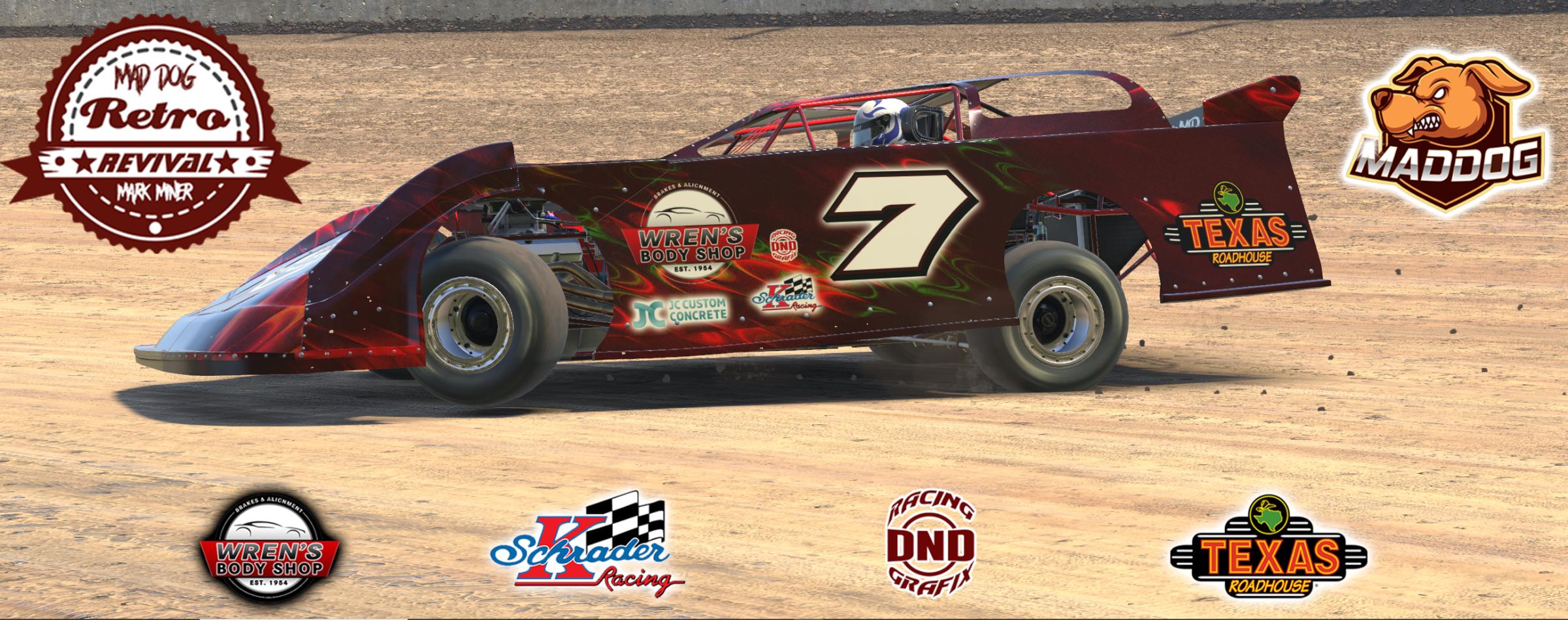 Mark Minor Racing Retro Revival - Mad Dog Mark Miner #7 Dirt Late Model by Ricky ...
