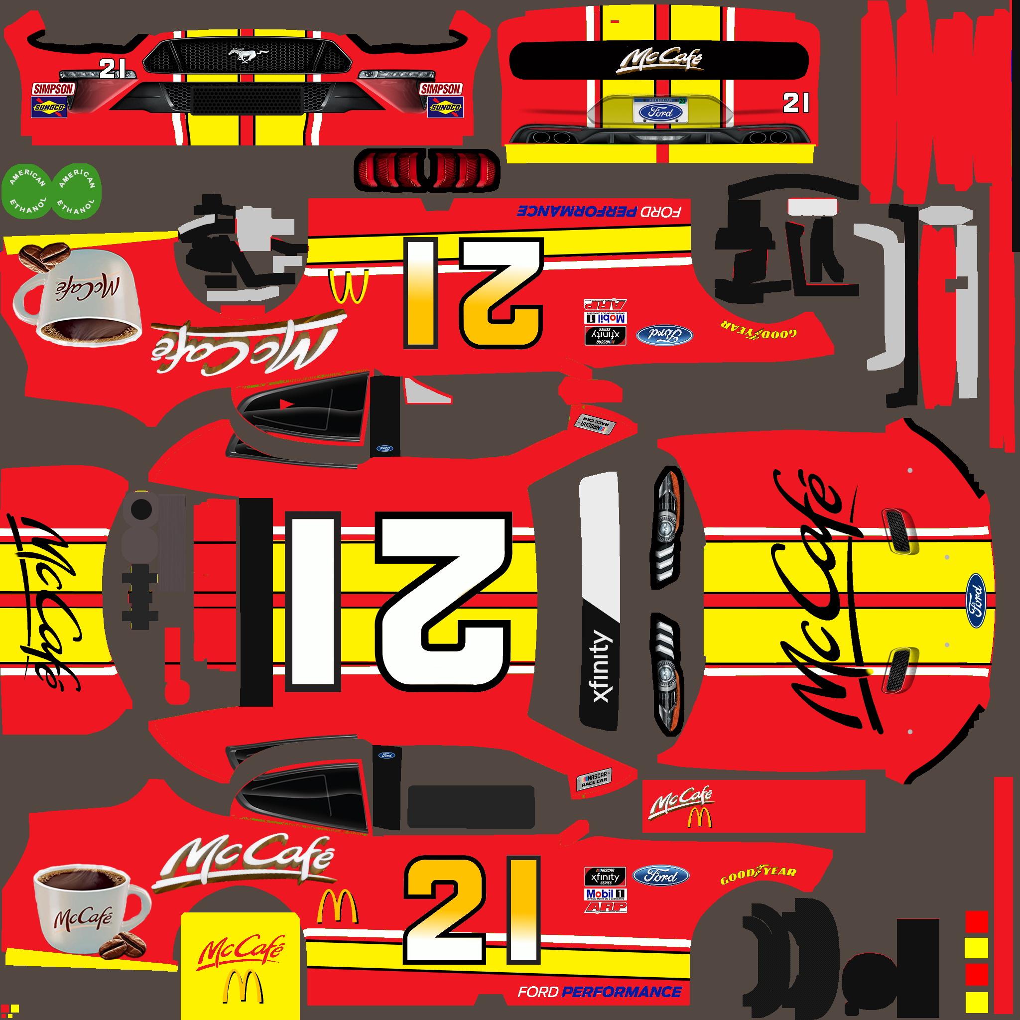 Preview of McCafe Ford Xfinity Mustang (No Number) by JW Salyers