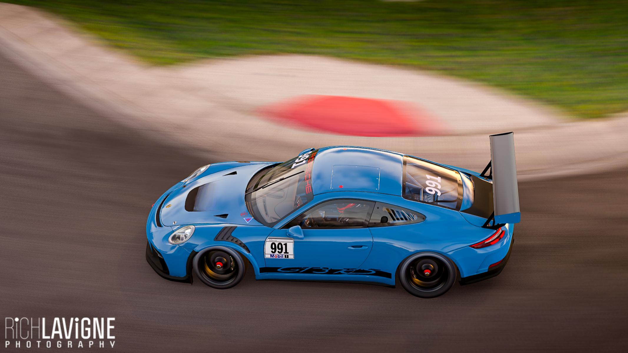 Porsche GT3 RS Miami Blue by Richard Lavigne Trading Paints