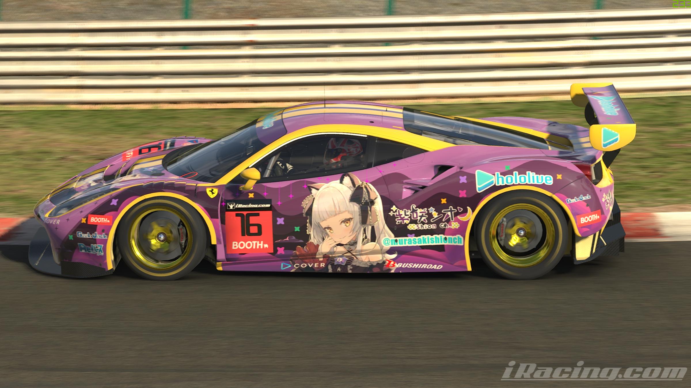 Preview of hololive Murasaki Shion Ferrari 488 GT3 [Itasha/Anime] by Takuya Onbe