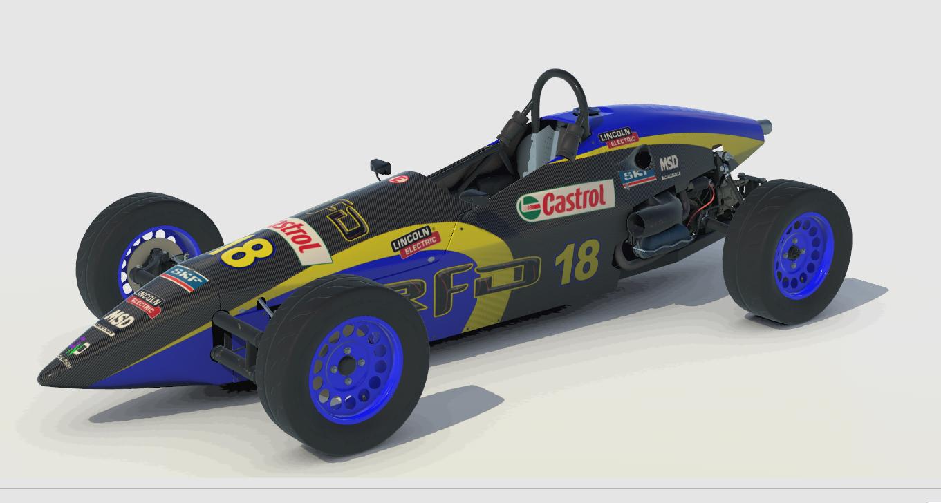 RFD carbon yellow blue Formula Vee by Gene N. - Trading Paints