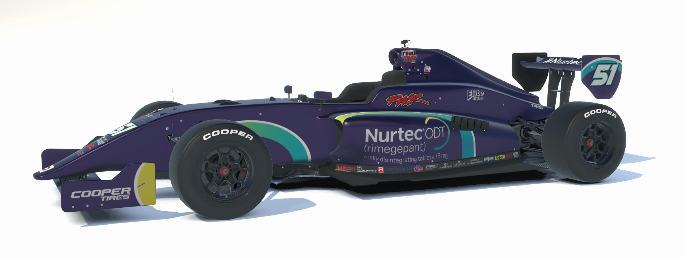 51 Modified Racing Number 51 Nurtec ODT (rimegepant) Rick Ware Racing Indy Pro PM18 (custom ...