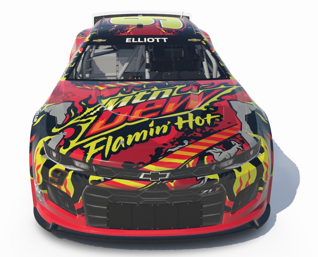 Preview of 2022 Chase Elliott Mt. Dew Flamin Hot Fantasy Camaro by Brantley Roden