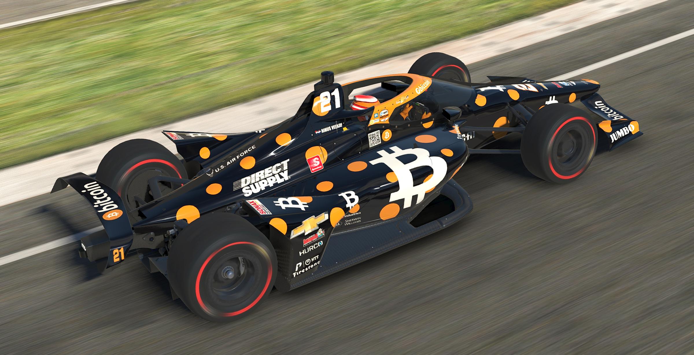 Preview of Rinus Veekay Bitcoin 2021 Indianapolis 500 no # by Brendan Langlois