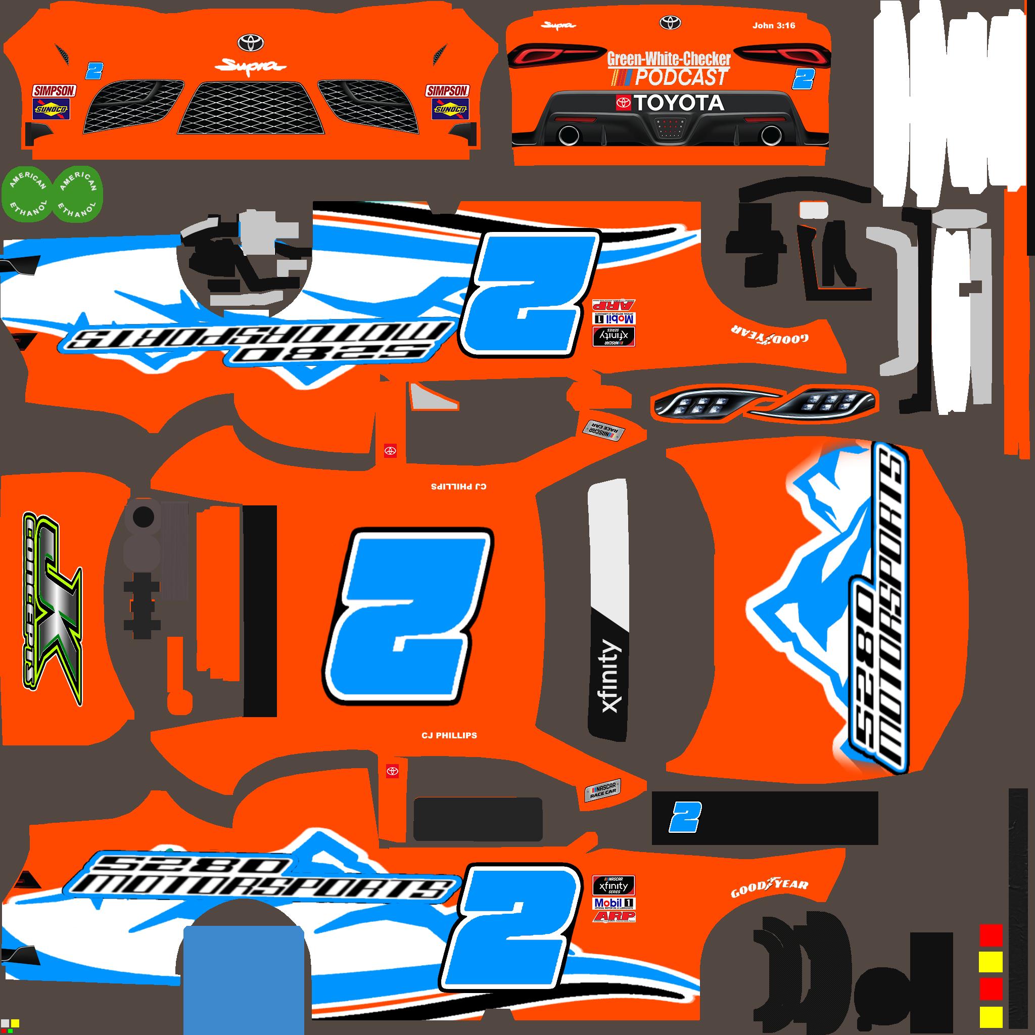 Preview of Orange 2 car scheme xfinity by Bernie Diaz