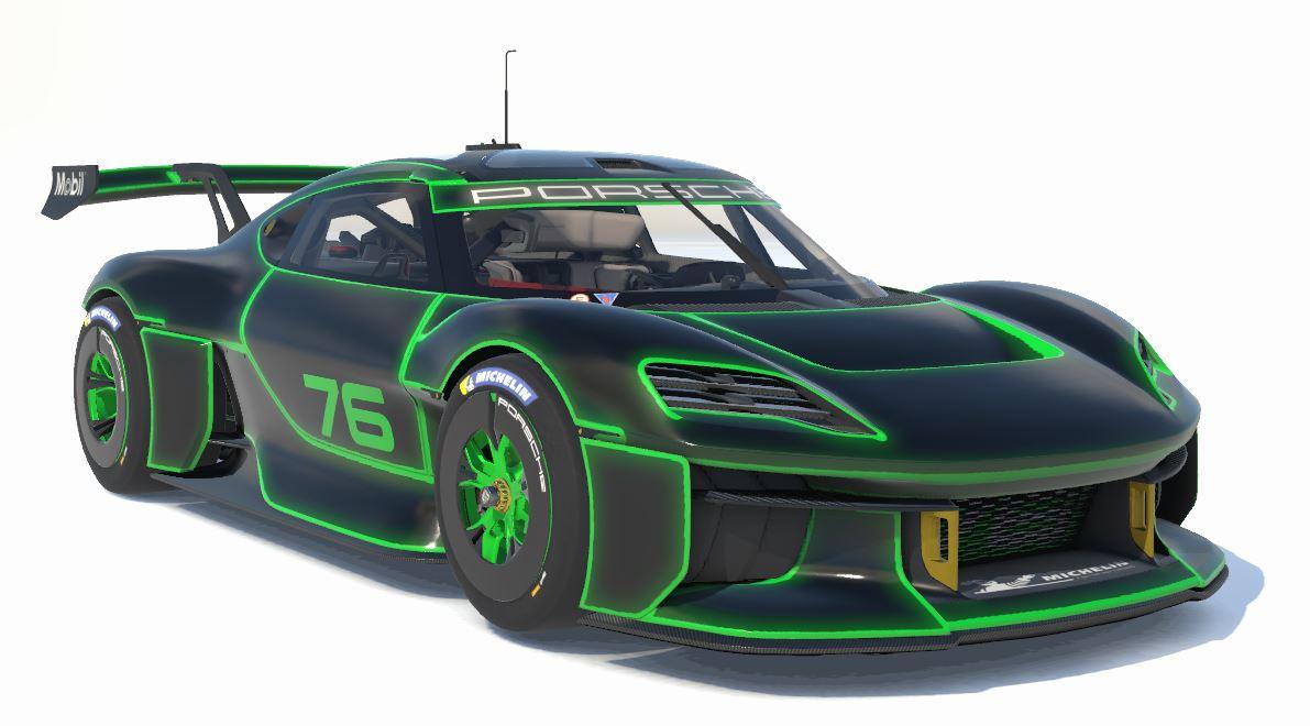 Porsche Mission R TRON Edge Glow Green by Scott Lear - Trading Paints