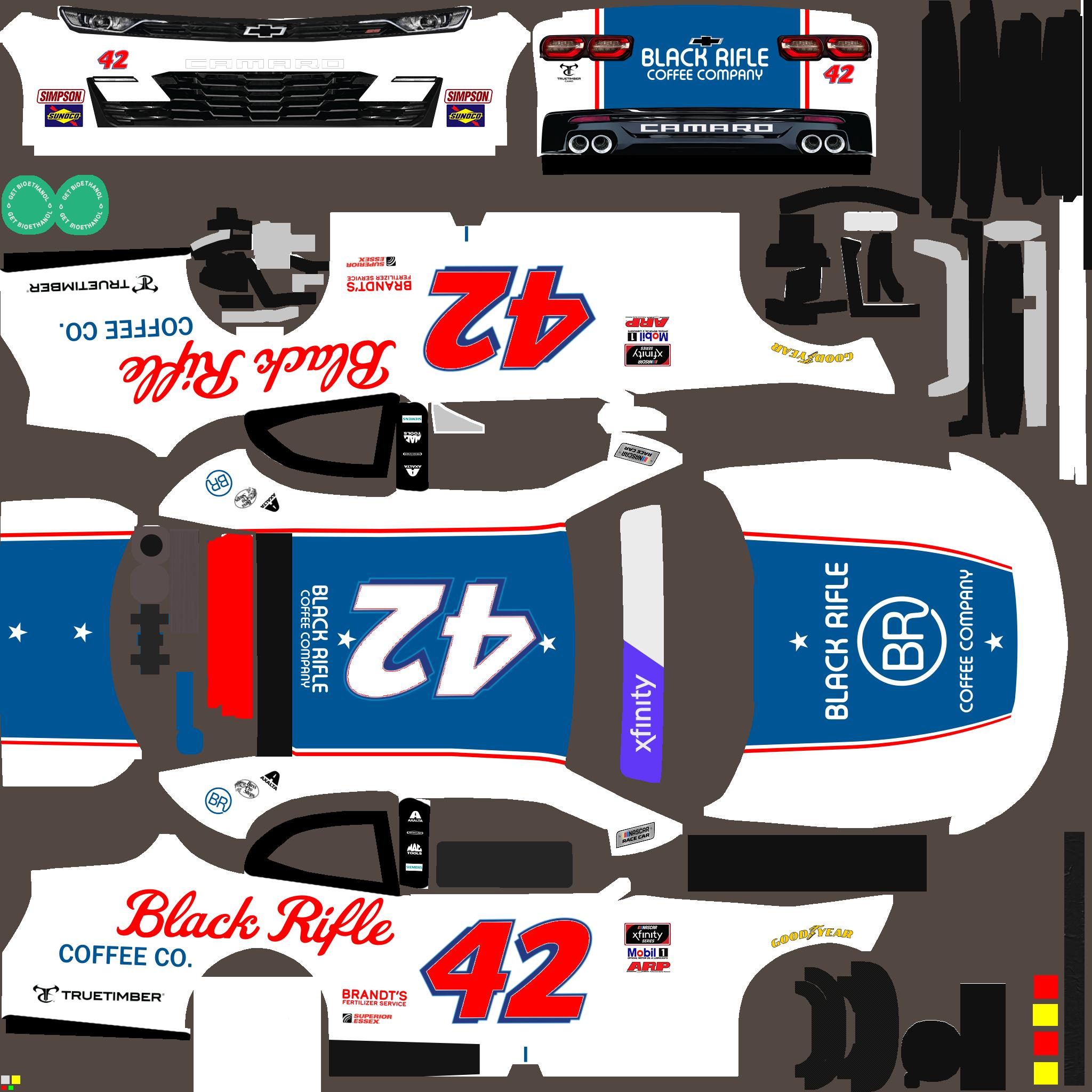 xfinity chevy 42 black rifle coffee by Thomas Caldwell - Trading Paints