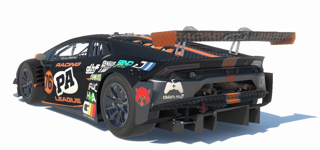 Preview of Penny Arcade Racing League Lambo GT3 EVO Black/Orange Variant 2023 by Scott Lear