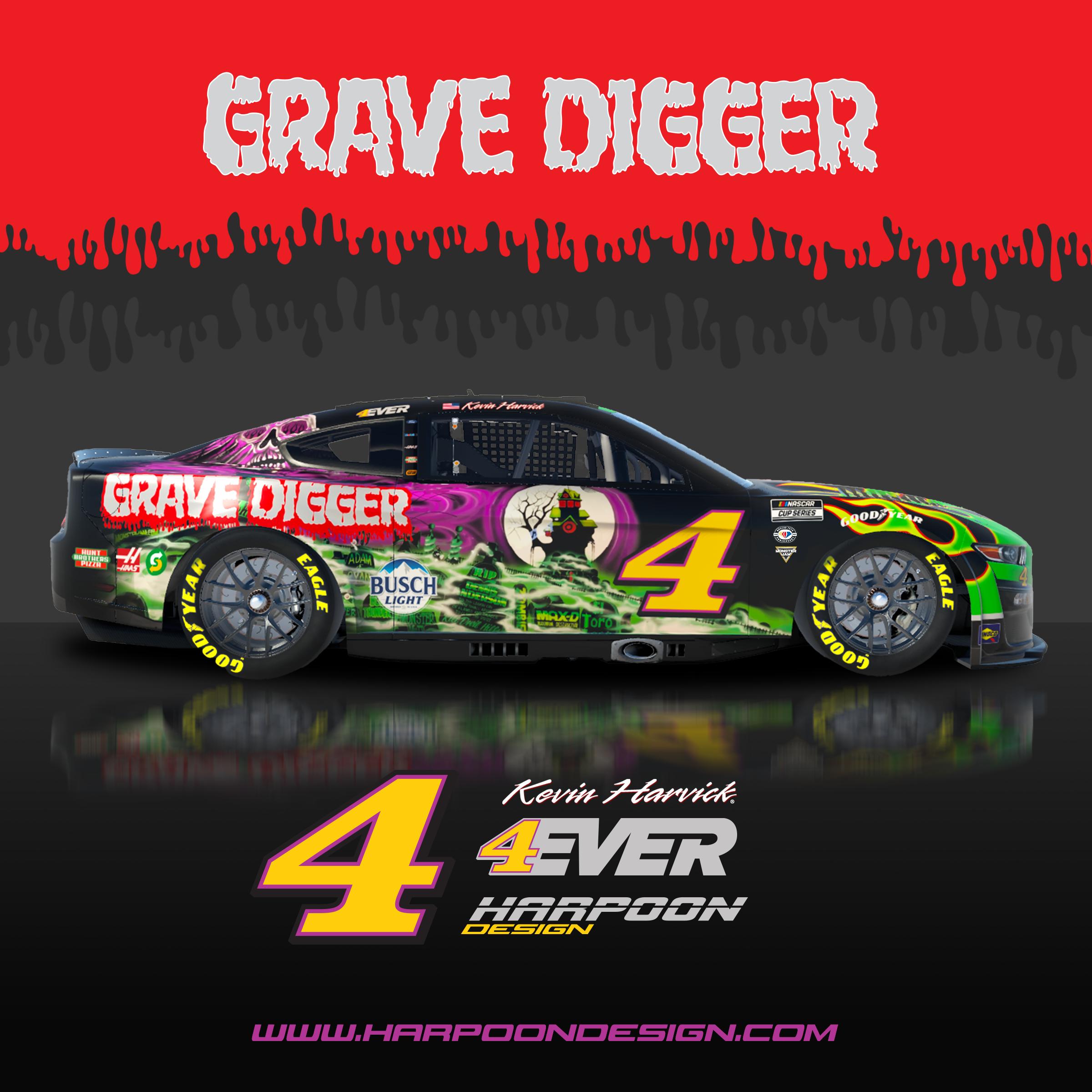 Preview of 2023 Kevin Harvick Grave Digger Mustang No Num by Brantley Roden