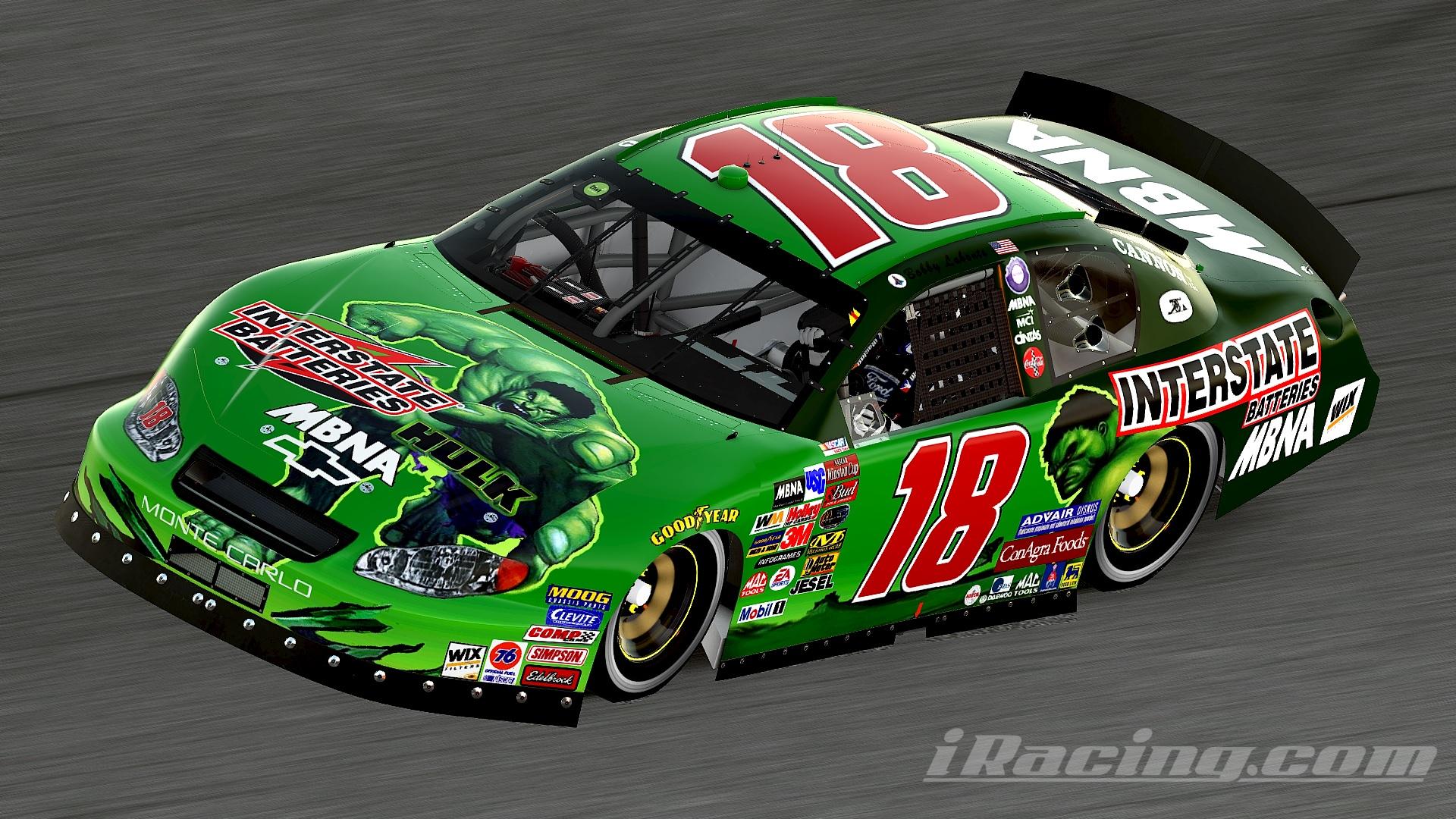 Preview of #18 Bobby Labonte 2003 The Hulk Chevrolet Monte Carlo Sim Stamped Number by Christian Budd