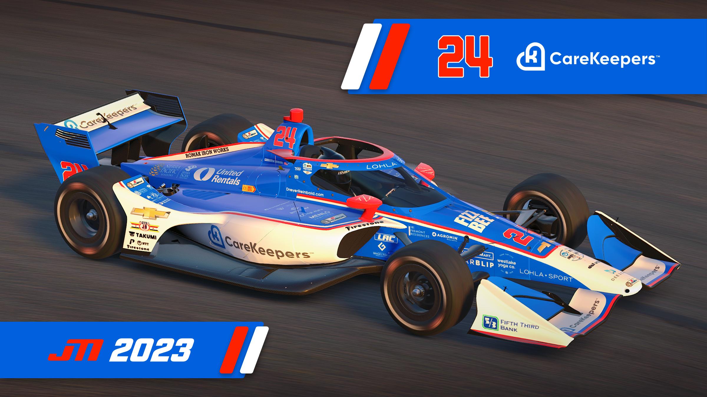 Preview of 2023 Stefan Wilson / Graham Rahal #24 CareKeepers Dallara IR18 with Custom Number by Jeff McKeand