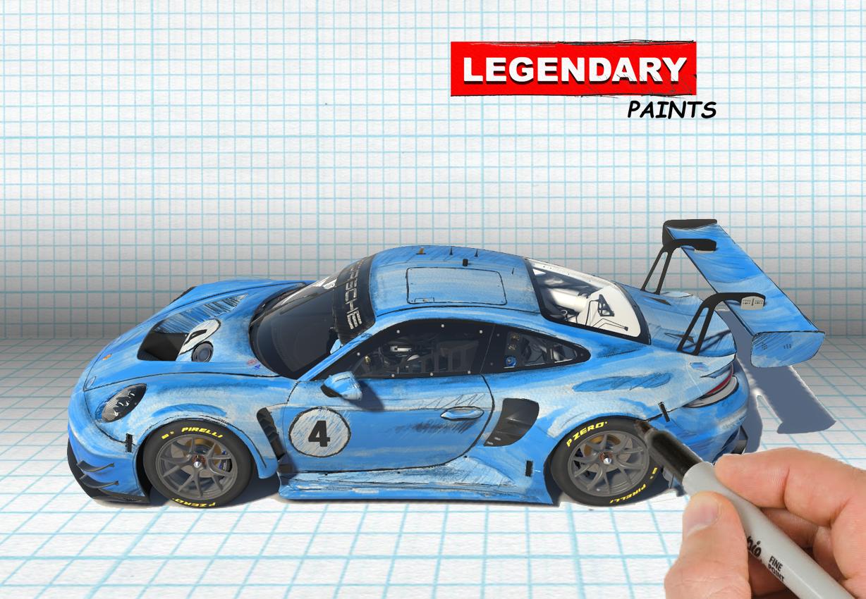 Preview of Pen Sketch with Blue Marker and Pencil Porsche GT3 - Cartoon - Comic - Anime by Adam Schnapper