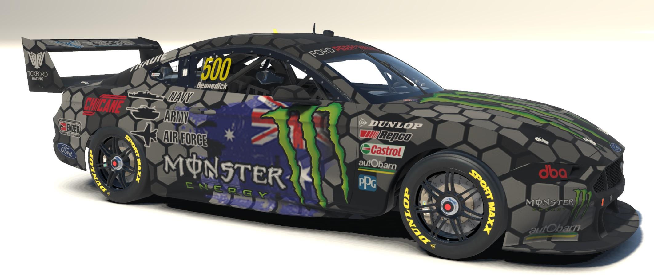 Preview of Supercars Ford Mustang GT Monster Armed Forces 2023 by Drew Bennedick