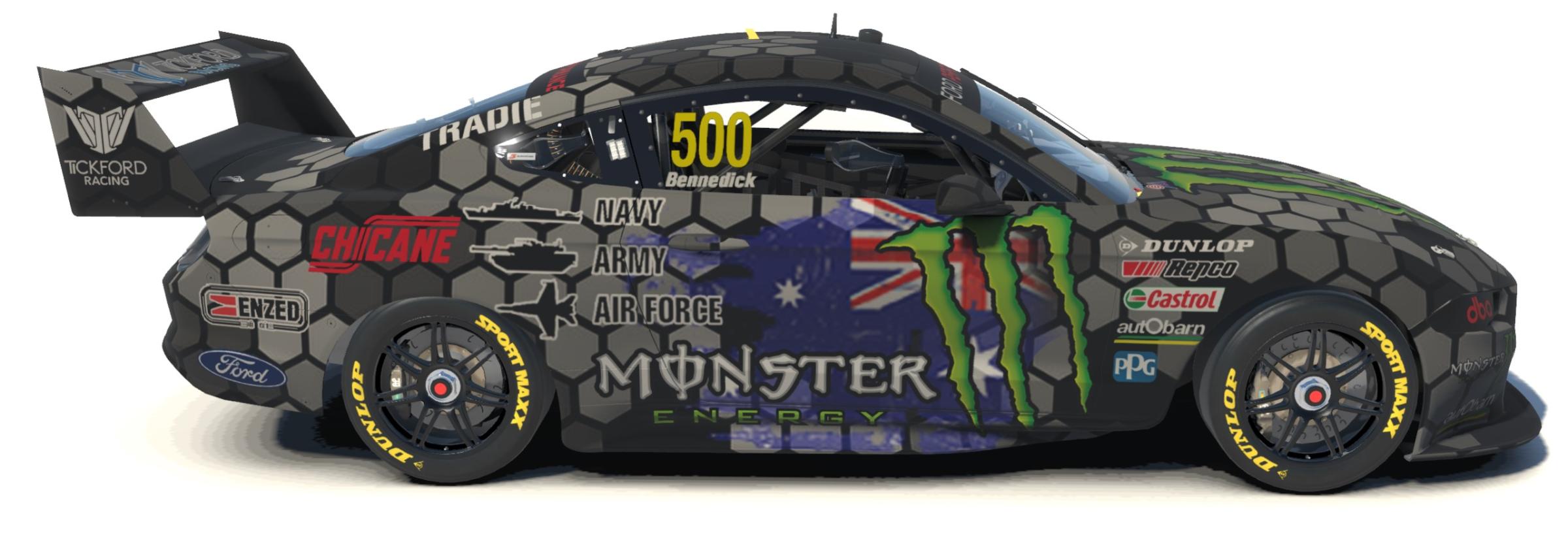 Preview of Supercars Ford Mustang GT Monster Armed Forces 2023 by Drew Bennedick