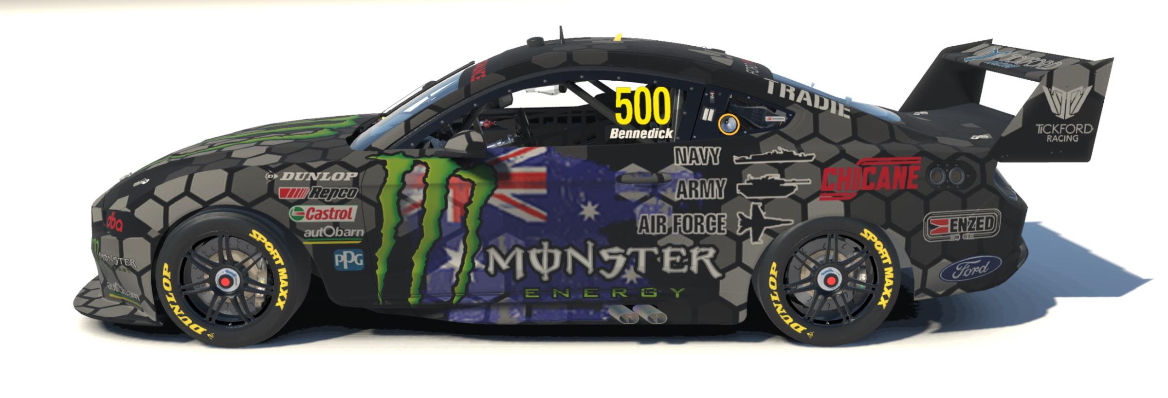 Preview of Supercars Ford Mustang GT Monster Armed Forces 2023 by Drew Bennedick