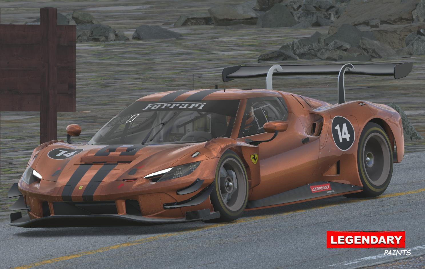 Pearlescent Metal Flake Copper with Carbon Fiber Stripes Ferrari 296 GT3 by Adam Schnapper