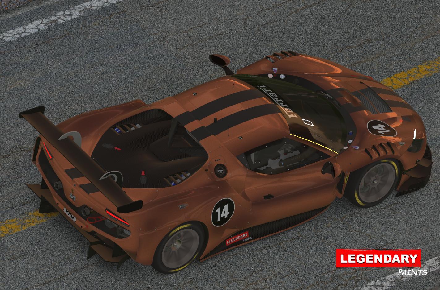 Pearlescent Metal Flake Copper with Carbon Fiber Stripes Ferrari 296 GT3 by Adam Schnapper