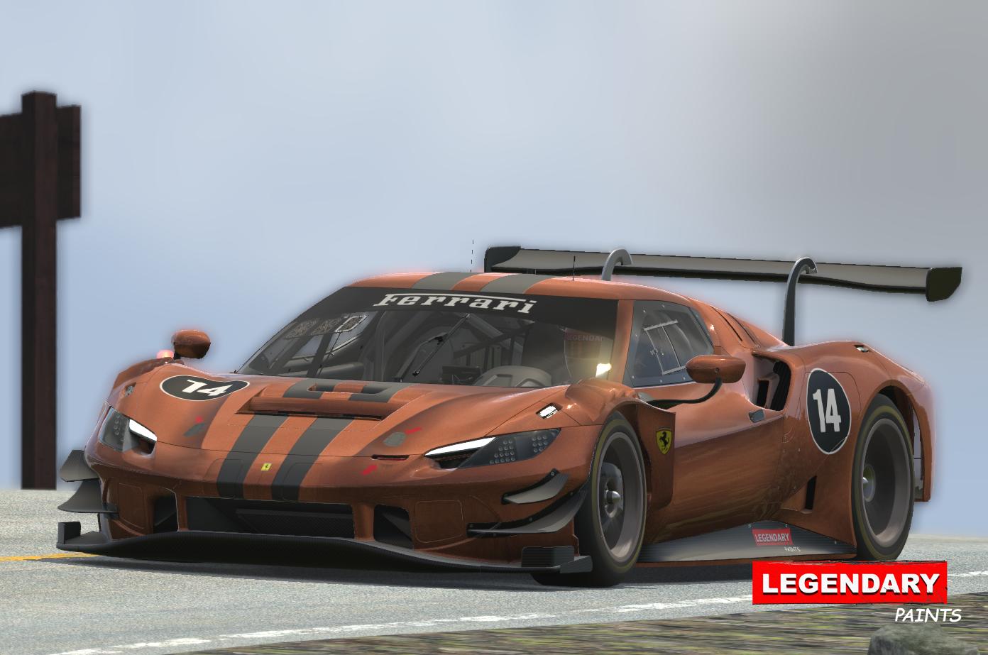 Preview of Pearlescent Metal Flake Copper with Carbon Fiber Stripes Ferrari 296 GT3 by Adam Schnapper