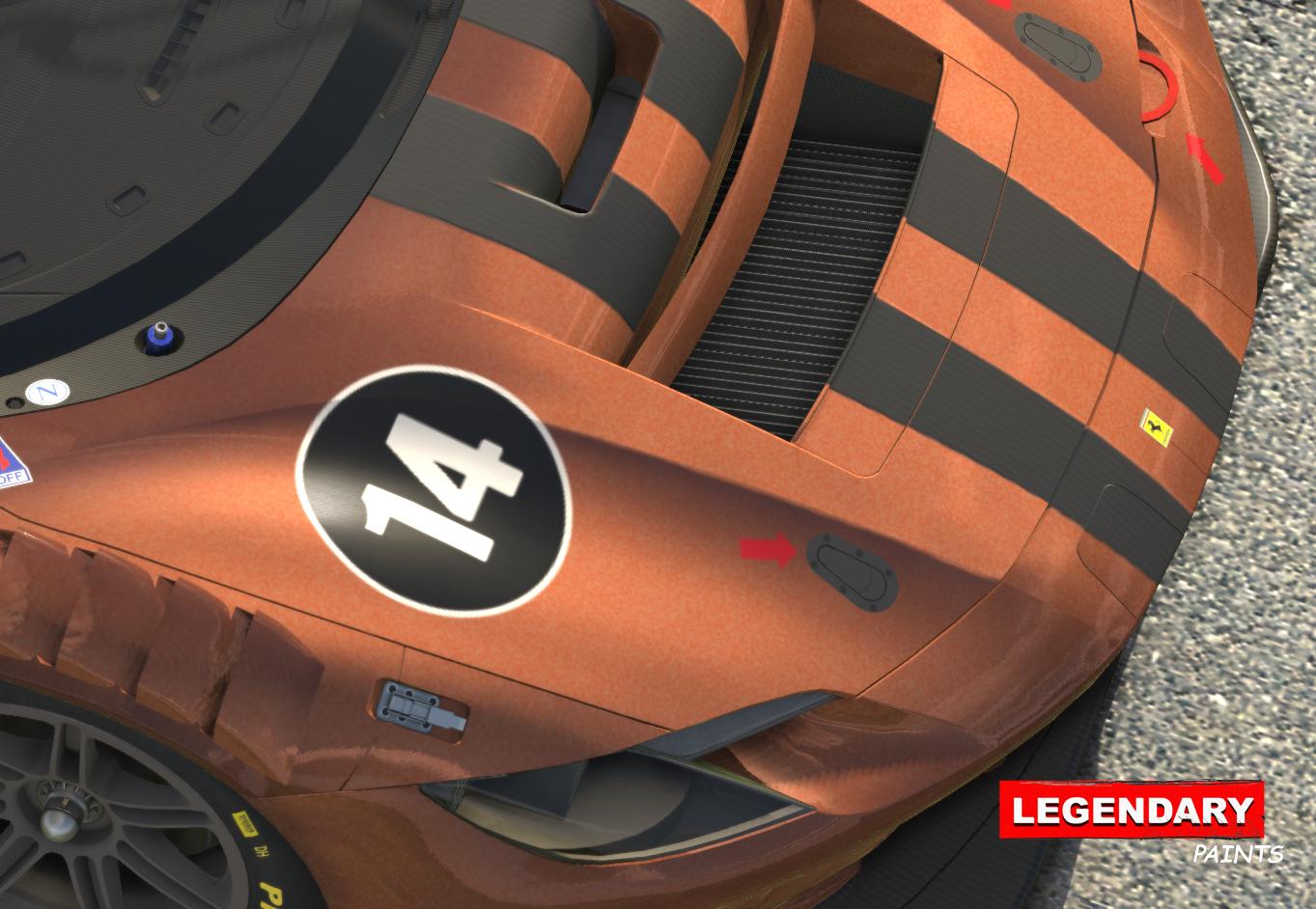 Pearlescent Metal Flake Copper with Carbon Fiber Stripes Ferrari 296 GT3 by Adam Schnapper