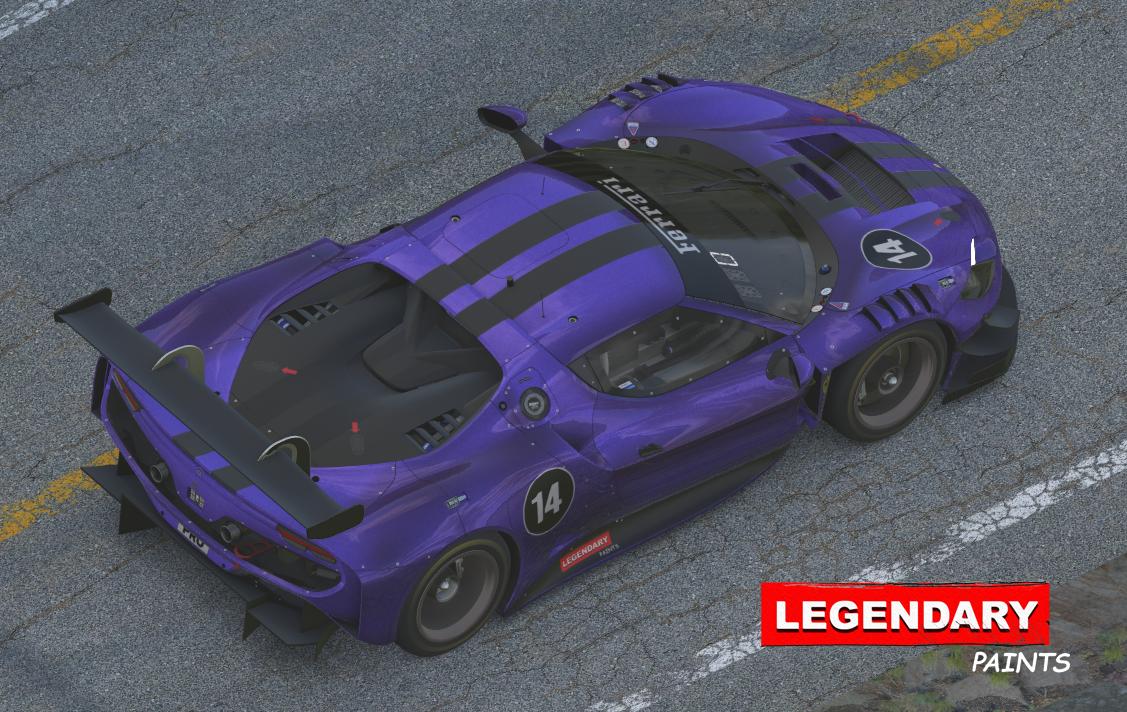 Preview of Pearlescent Metal Flake Purple with Carbon Fiber Stripes Ferrari 296 GT3 by Adam Schnapper