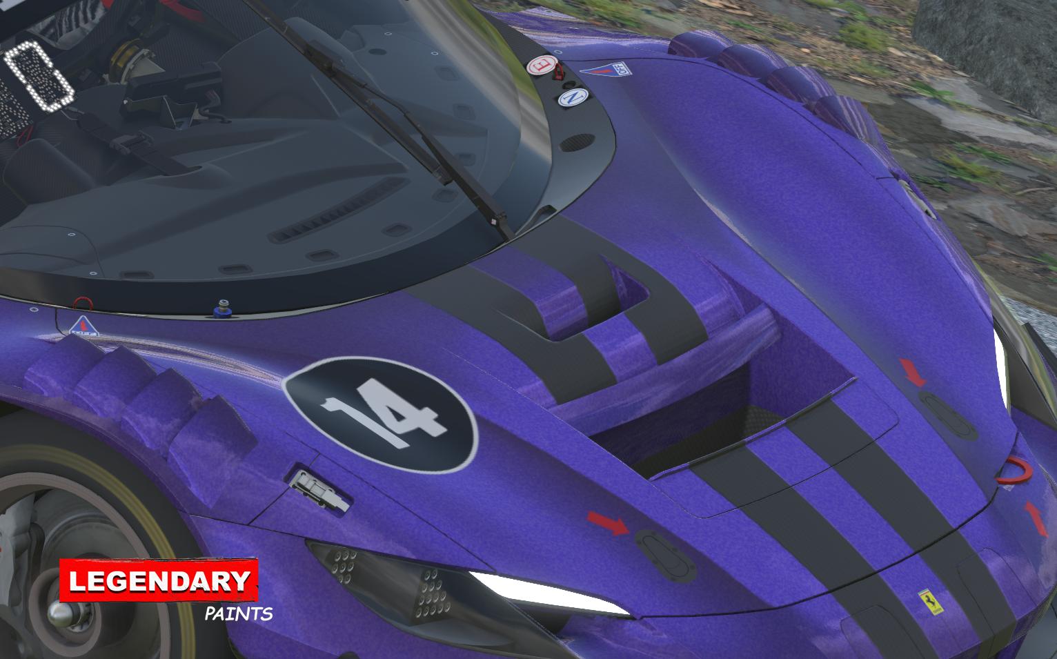 Preview of Pearlescent Metal Flake Purple with Carbon Fiber Stripes Ferrari 296 GT3 by Adam Schnapper
