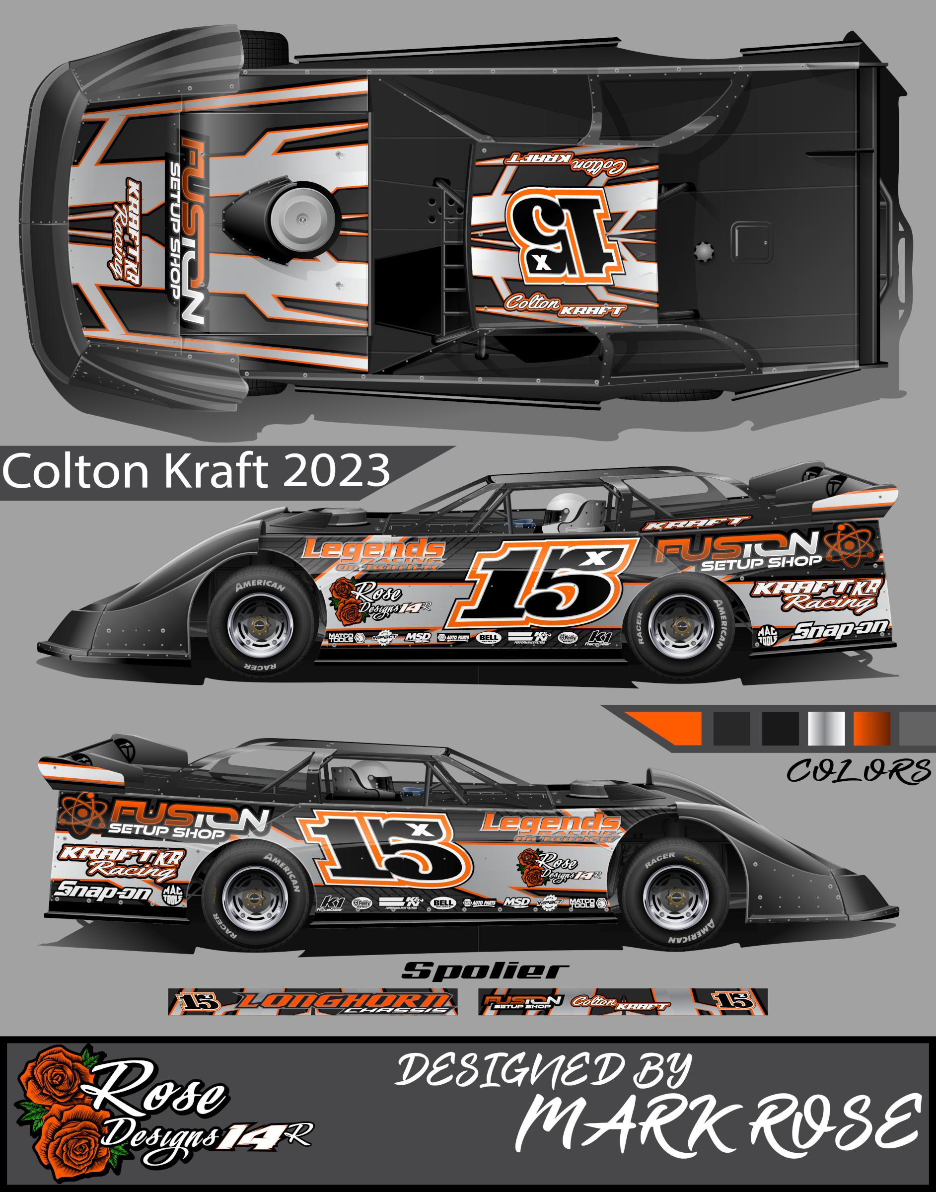 Preview of Colton Krafts 2023s4 Iracing late model wrap by Mark R Rose