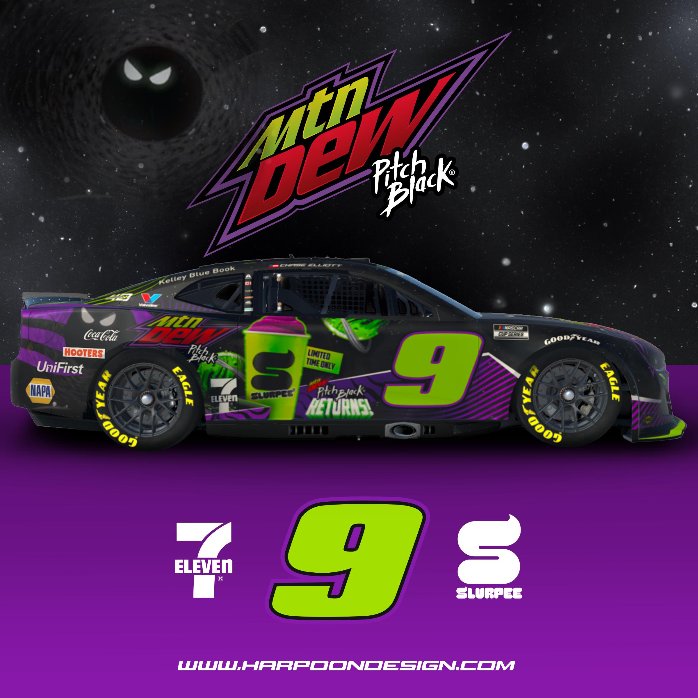 Preview of 2024 Chase Elliott Mt Dew Pitch Black Camaro Concept by Brantley Roden
