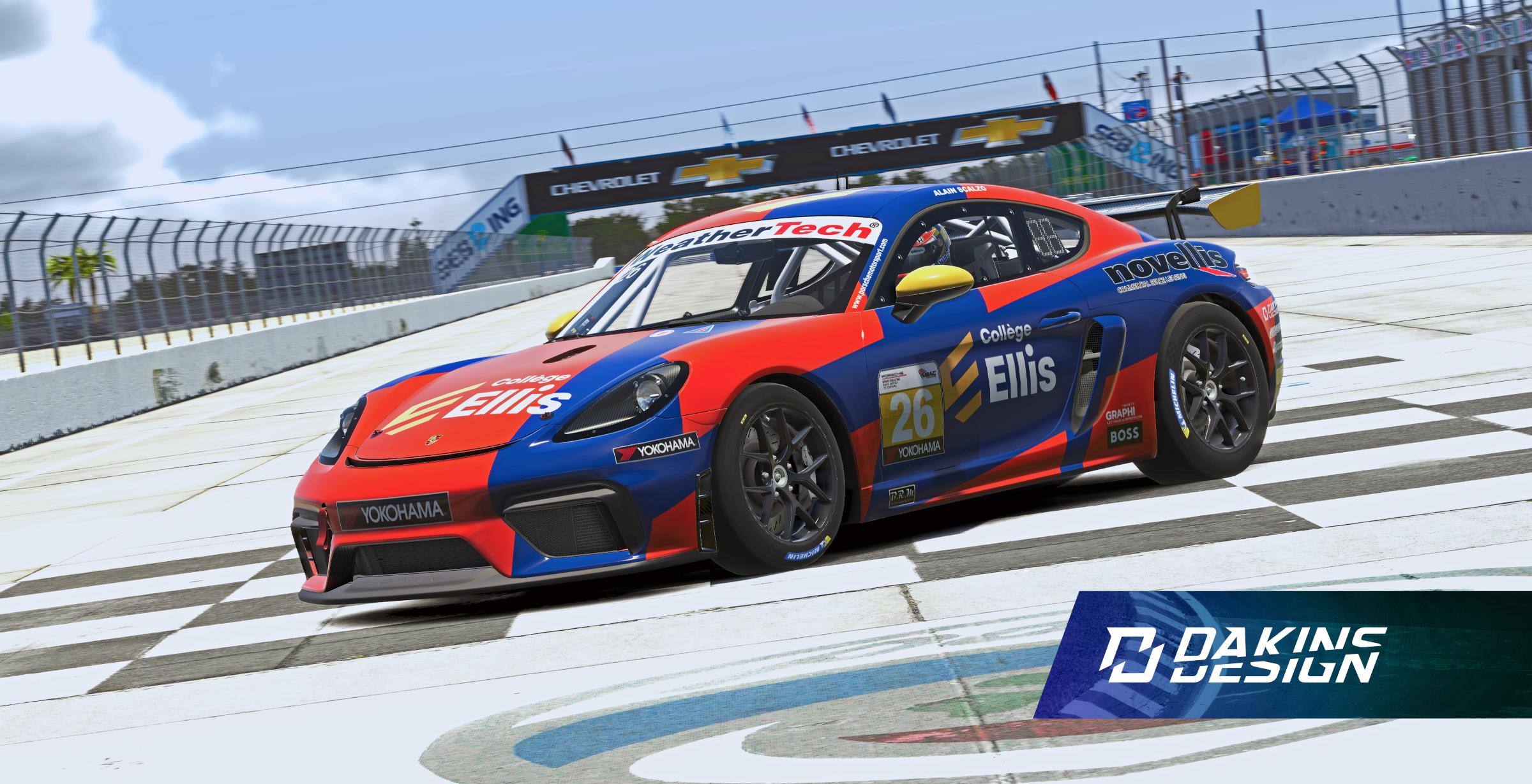 Preview of OFFICIAL Scalzo Autosport x Collège Ellis Porsche Sprint Challenge North America Porsche 718 Cayman GT4 Clubsport by Jason Dakins