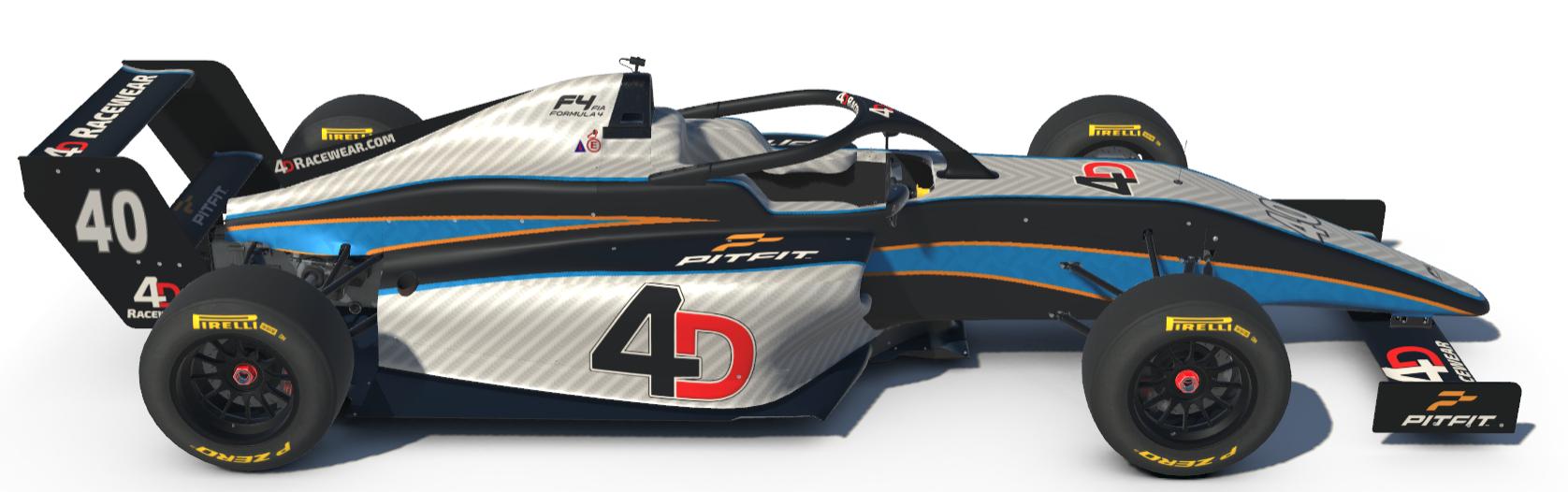 4D Racewear.com FIA F4 Carbon blue gold by Jim H. - Trading Paints