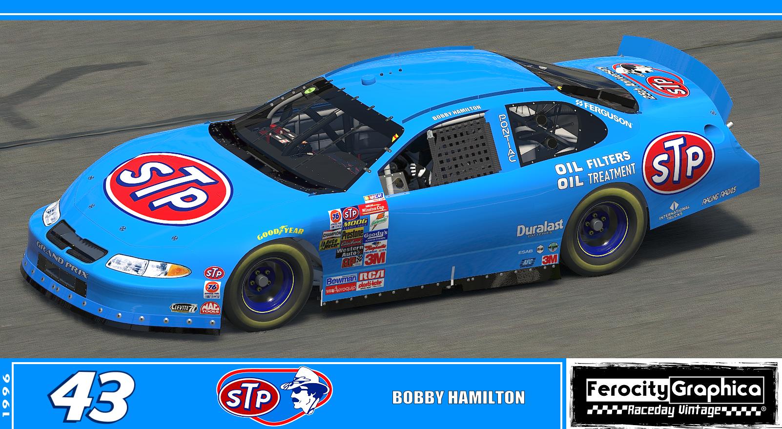 Preview of 1996 #43 Bobby Hamilton STP Petty Blue Pontiac Winston Cup Series (NO Numbers) by Scott Mitton