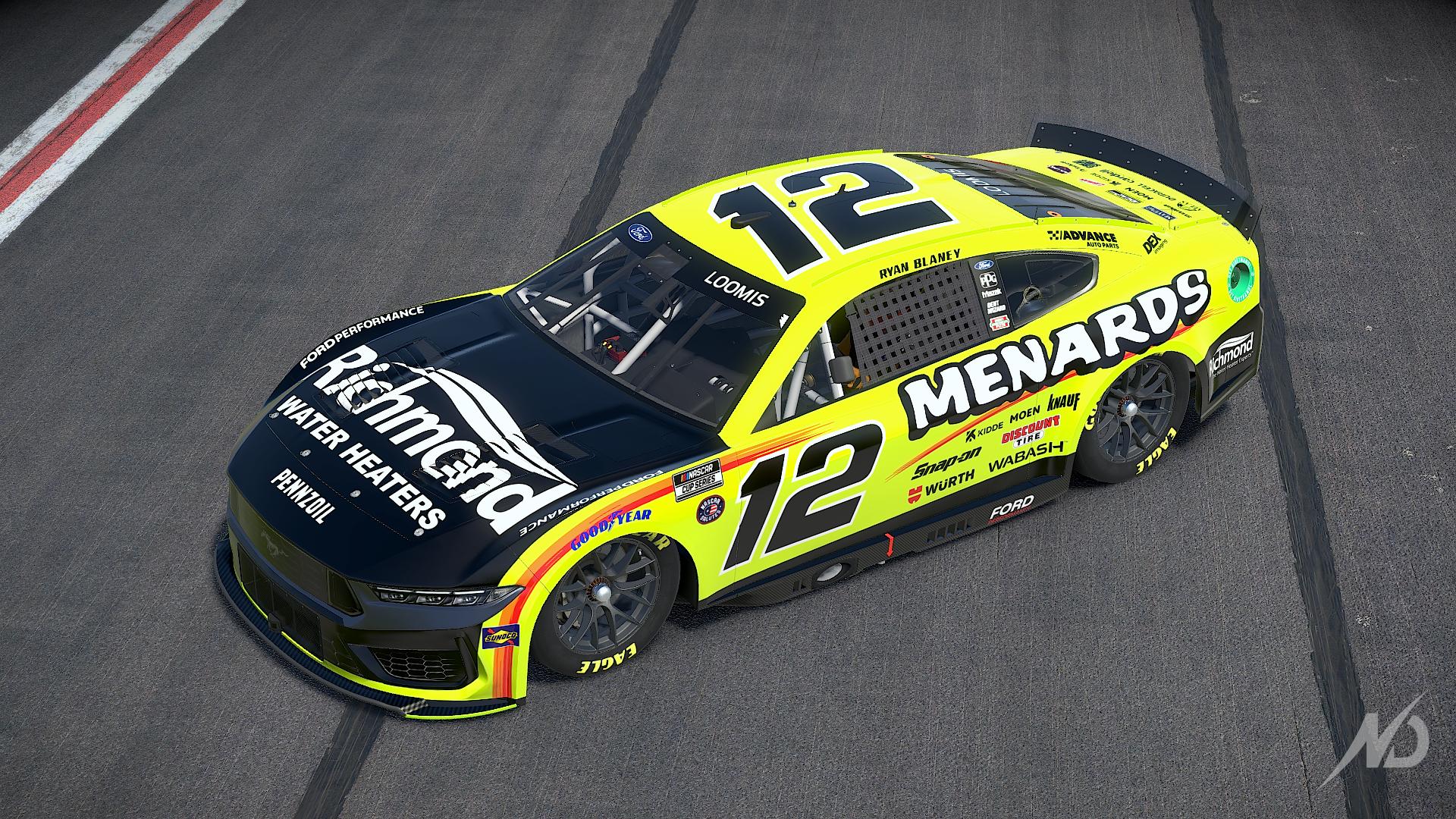 Ryan Blaney 12 Menards/Richmond 2024 by Colton Loomis Trading Paints