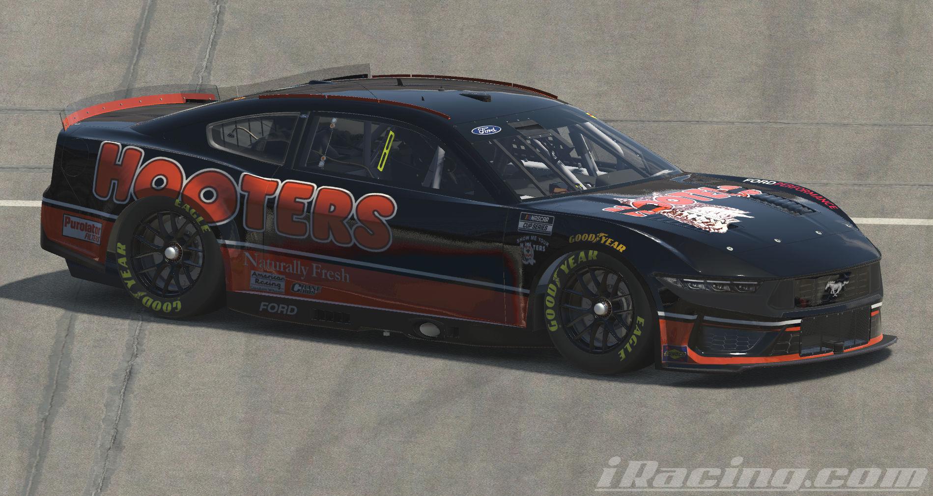 Preview of HOOTERS Ford Mustang Nextgen NO NUMBERS Black and Orange by Scott Van Ness
