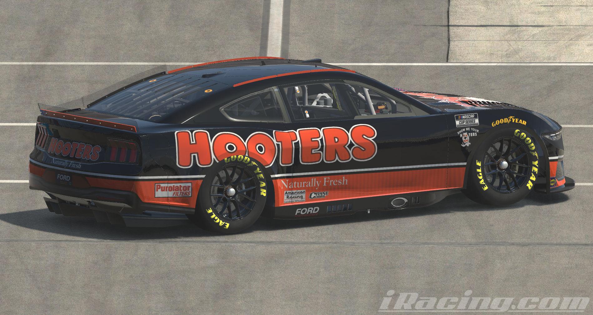 Preview of HOOTERS Ford Mustang Nextgen NO NUMBERS Black and Orange by Scott Van Ness