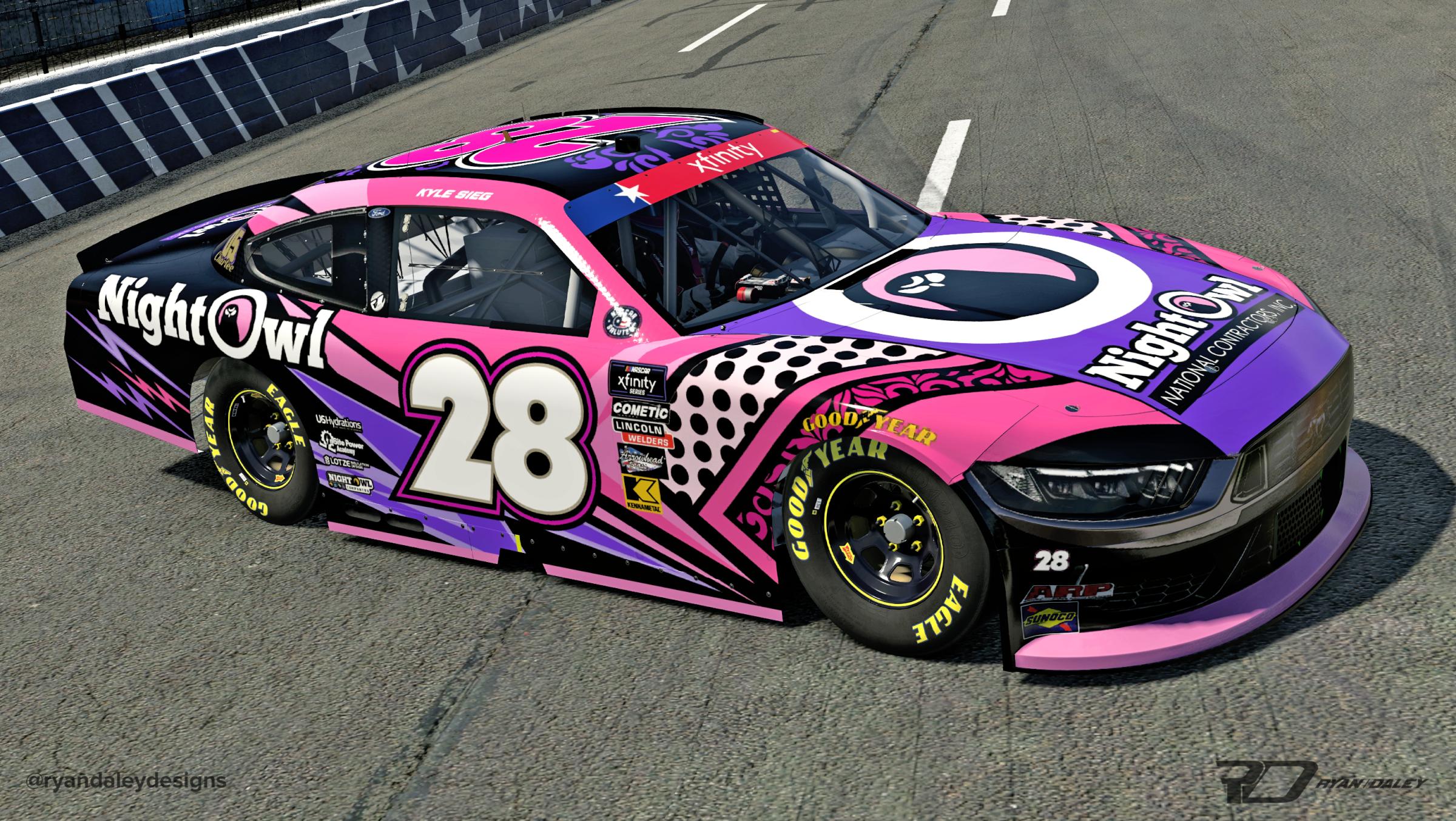Preview of Official 2024 #28 Kyle Sieg Night Owl Pink No Numbers by Ryan Daley